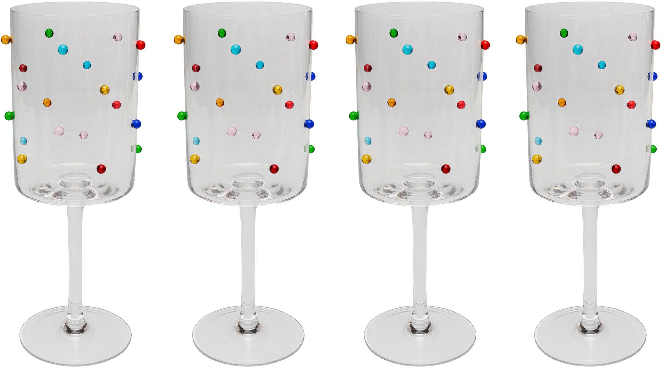 Kare Design Glas Party Dots, 4-tlg., Glas, Cocktail-, Wasser- oder Weinglas