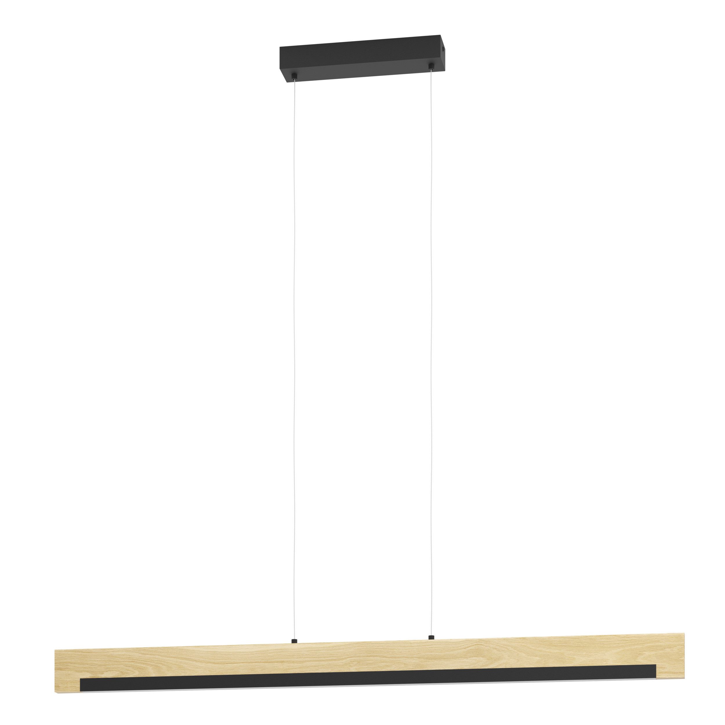 EGLO Hängeleuchte CAMACHO Pendellampe - Stahl, Holz - LED - 25,5W - IP20, Dimmfunktion, LED fest integriert, Warmweiß, Hängelampe, Deckenlampe, Wohnzimmer, Esszimmer, L110 x B6 x H110 cm