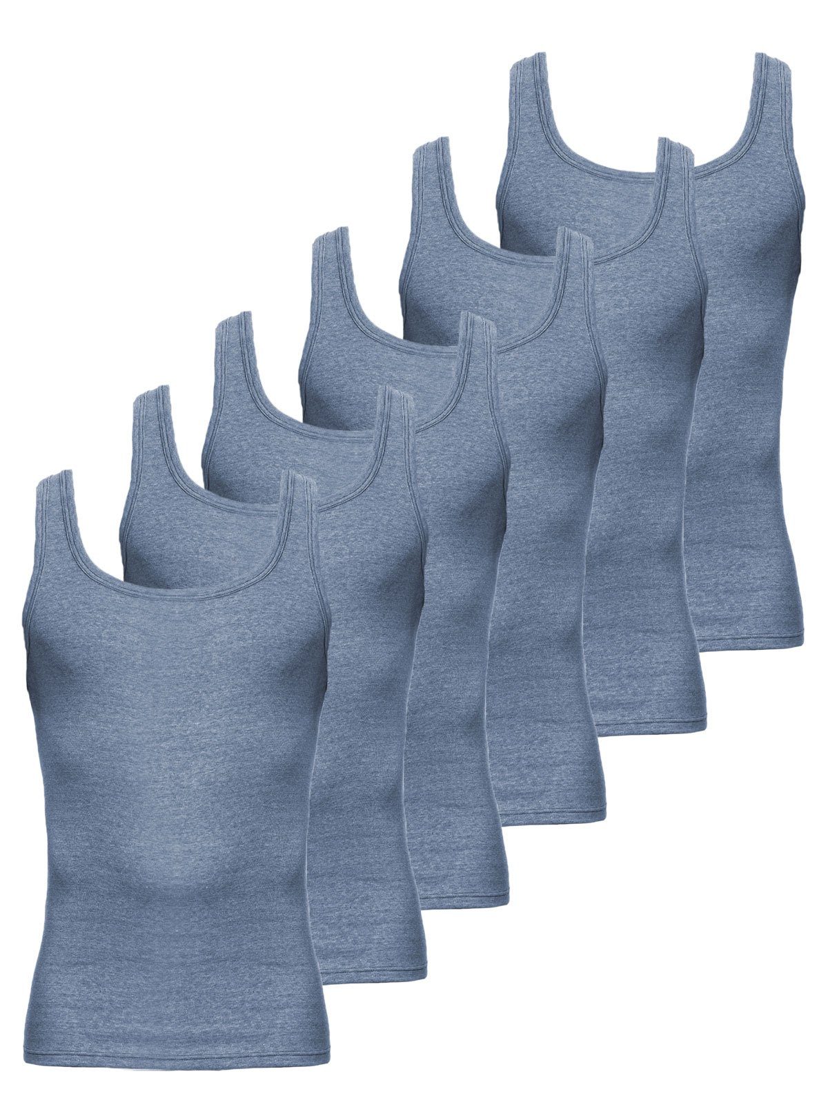 Feinripp Jeans 6-St) marine Unterhemd 6er Sparpack (Spar-Set, hohe Achselhemd Markenqualität Herren KUMPF