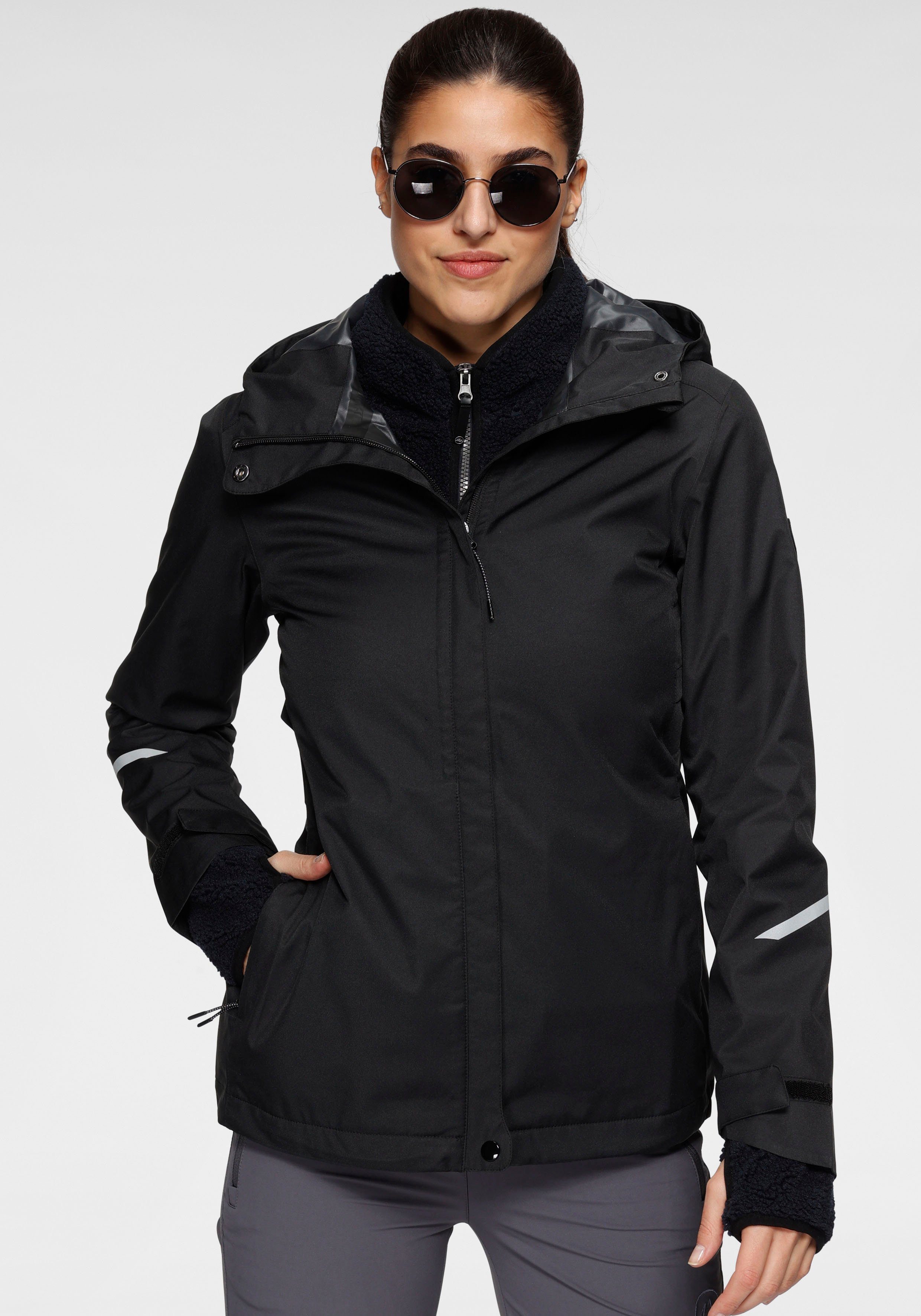 Reflektorstreifen schwarz Regenjacke packable mit Polarino