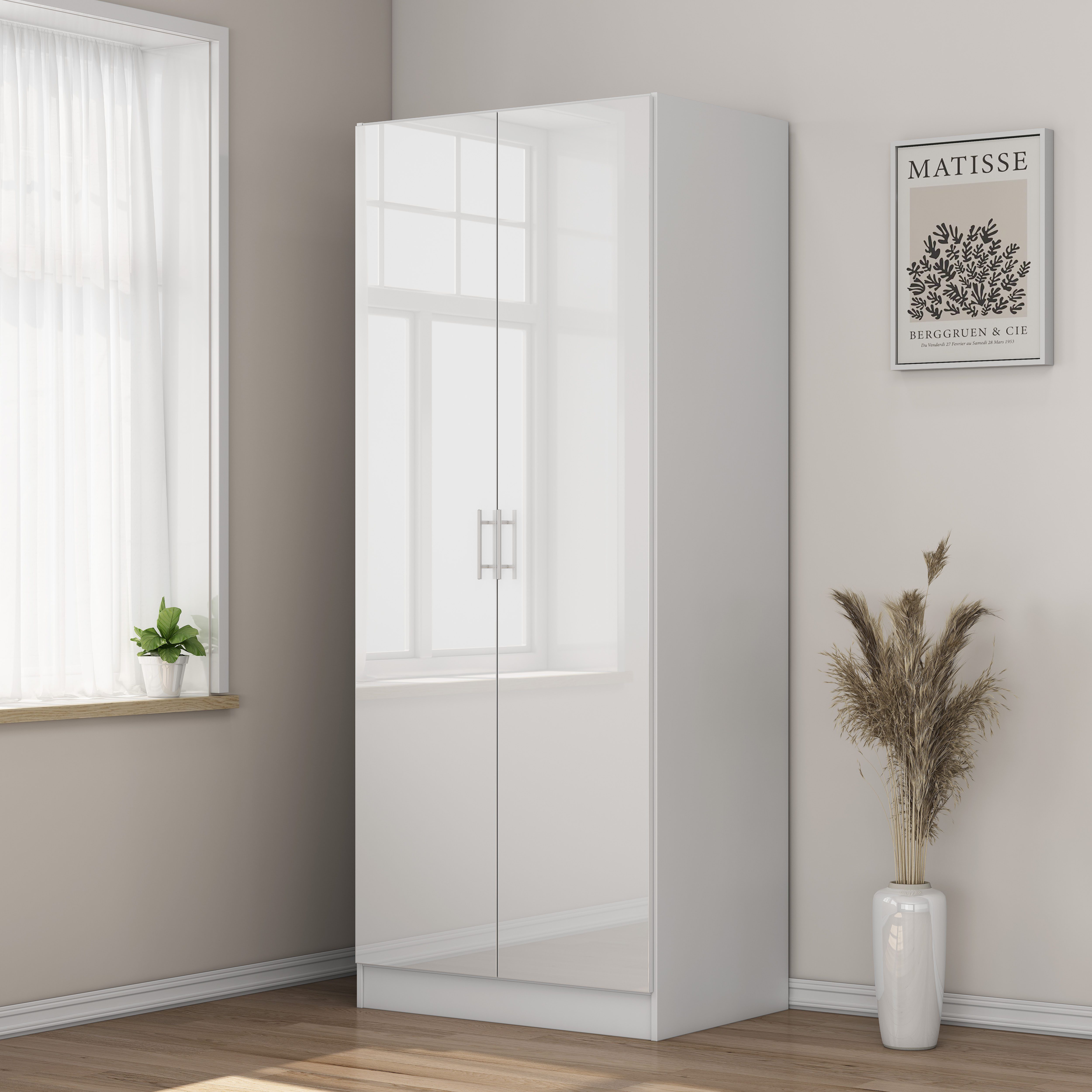 OTTO home Kleiderschrank Trento Schlafzimmerschrank Breite 81cm hochglanz Schrank Garderobe Drehtürenschrank mit perfekter Innenausstattung