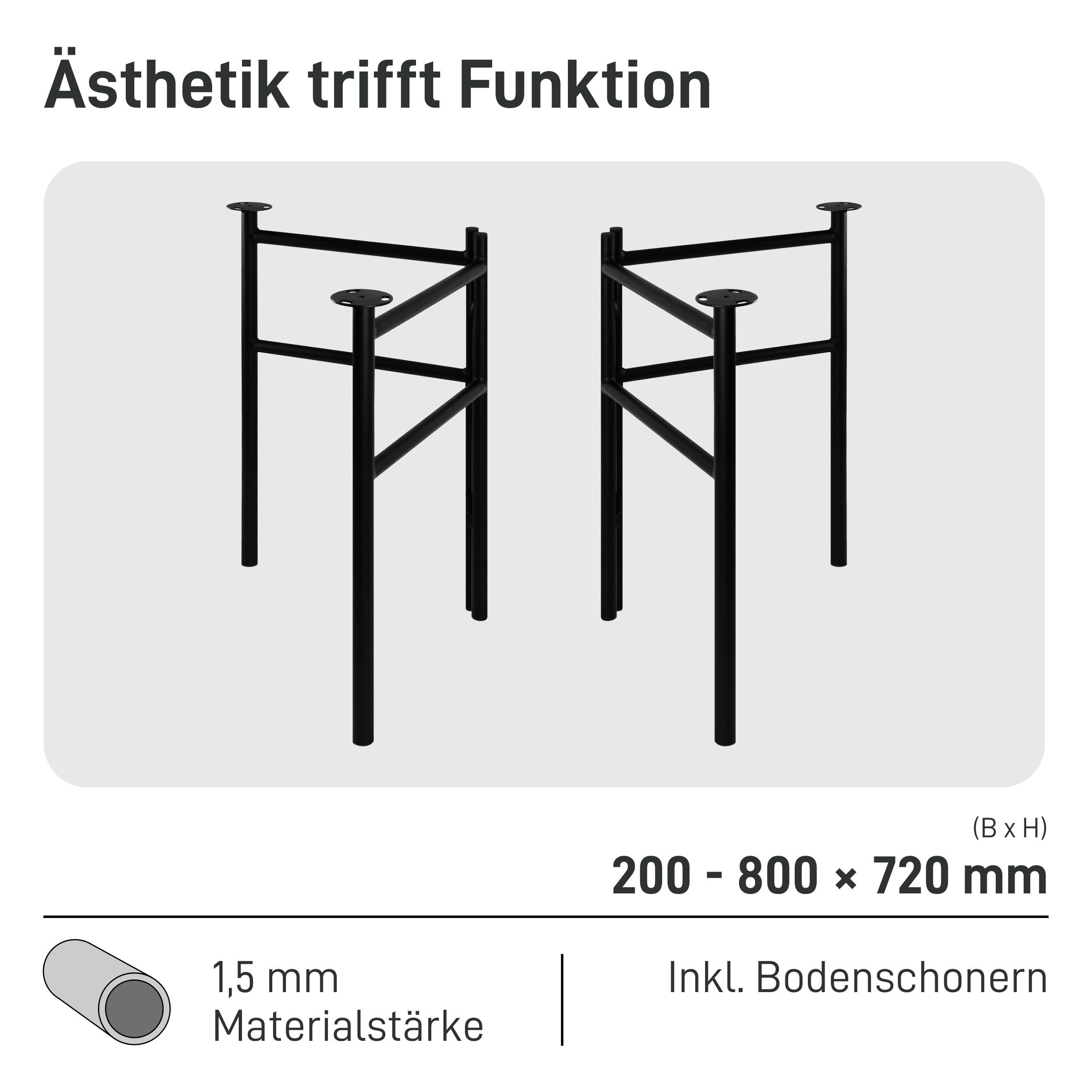 Natural Goods Berlin Tischbein FOLD, faltbare Tischbeine Metall, Klappböcke, Unterstellböcke, Wetterfest