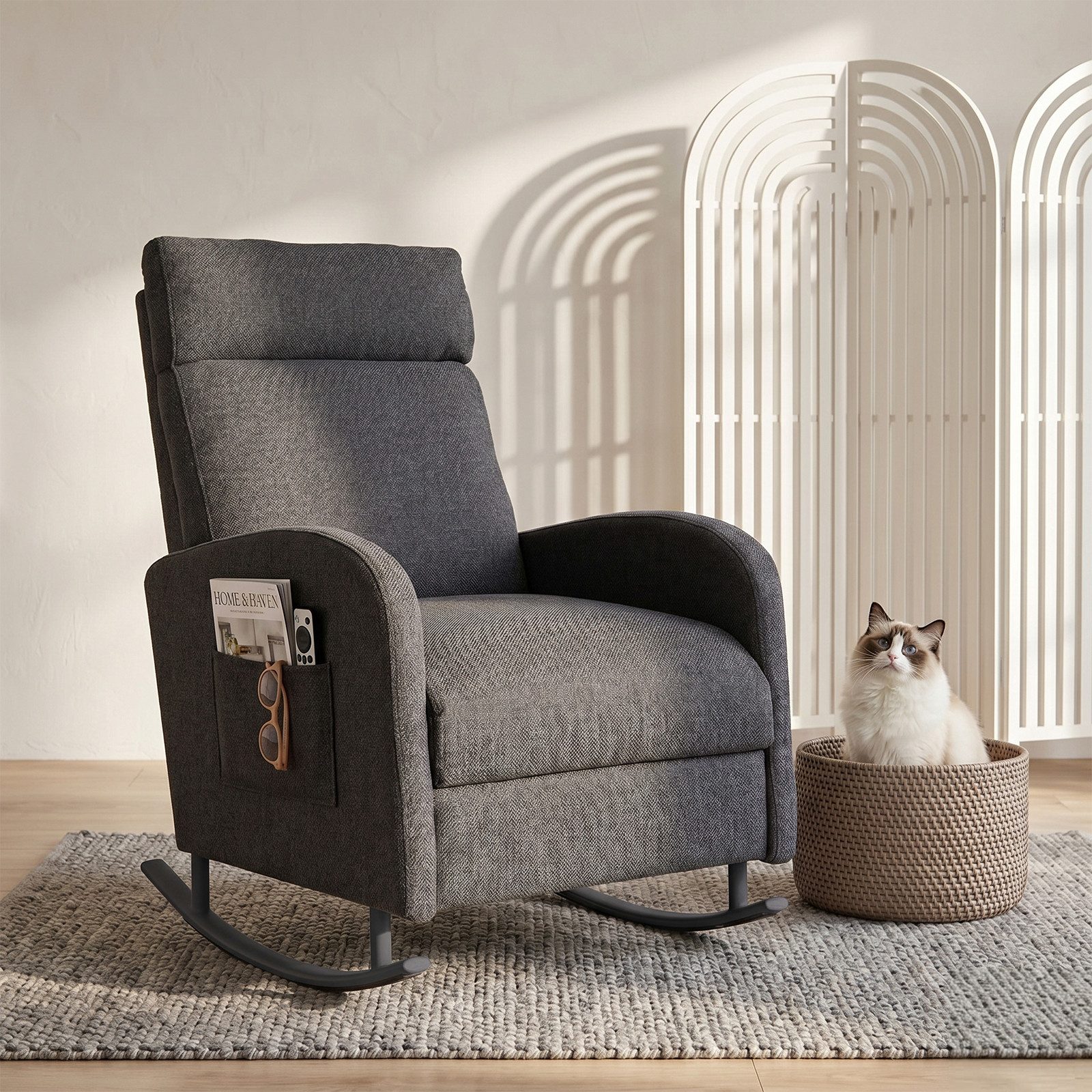 Jiexi Schaukelstuhl Premium Schaukelstuhl, Moderner Relaxsessel für Wohnzimmer