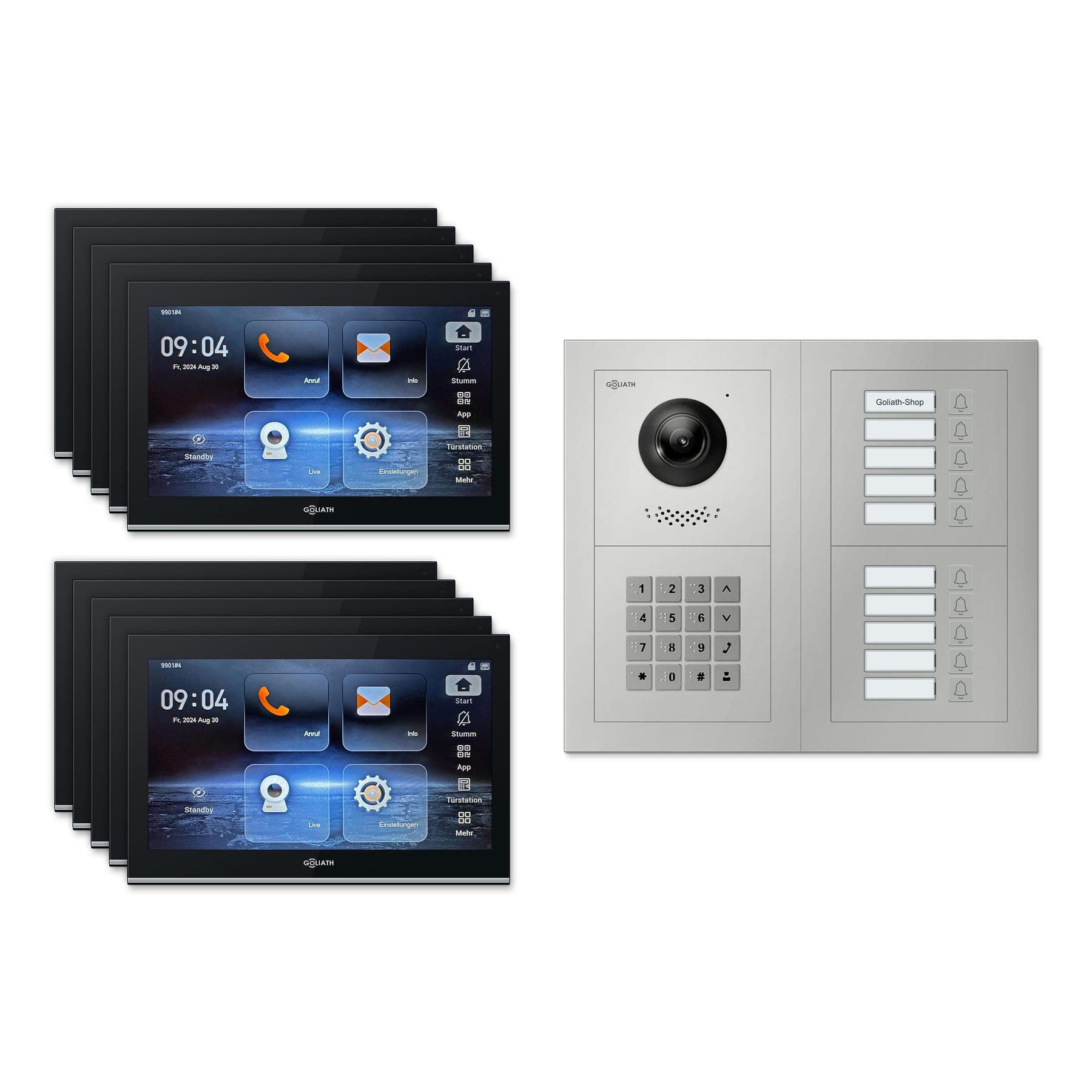 Goliath Intercom Video-Türsprechanlage Goliath IP Video Türsprechanlage 10-Fam. Zahlencode (Privat oder Gewerblich)