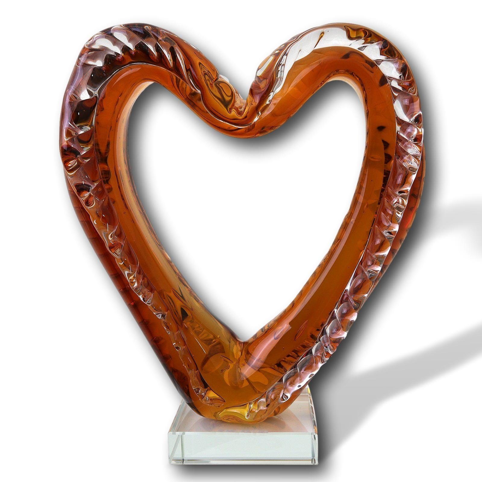 Aubaho Dekoobjekt Glasskulptur Herz Glasfigur Figur Skulptur Liebe Glas Paar Liebespaar
