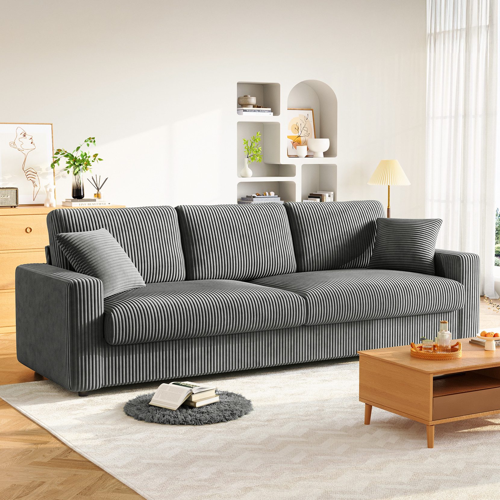 ToteBox Big-Sofa Luxus-Cord 3-Sitzer Sofa (256cm) günstig online kaufen