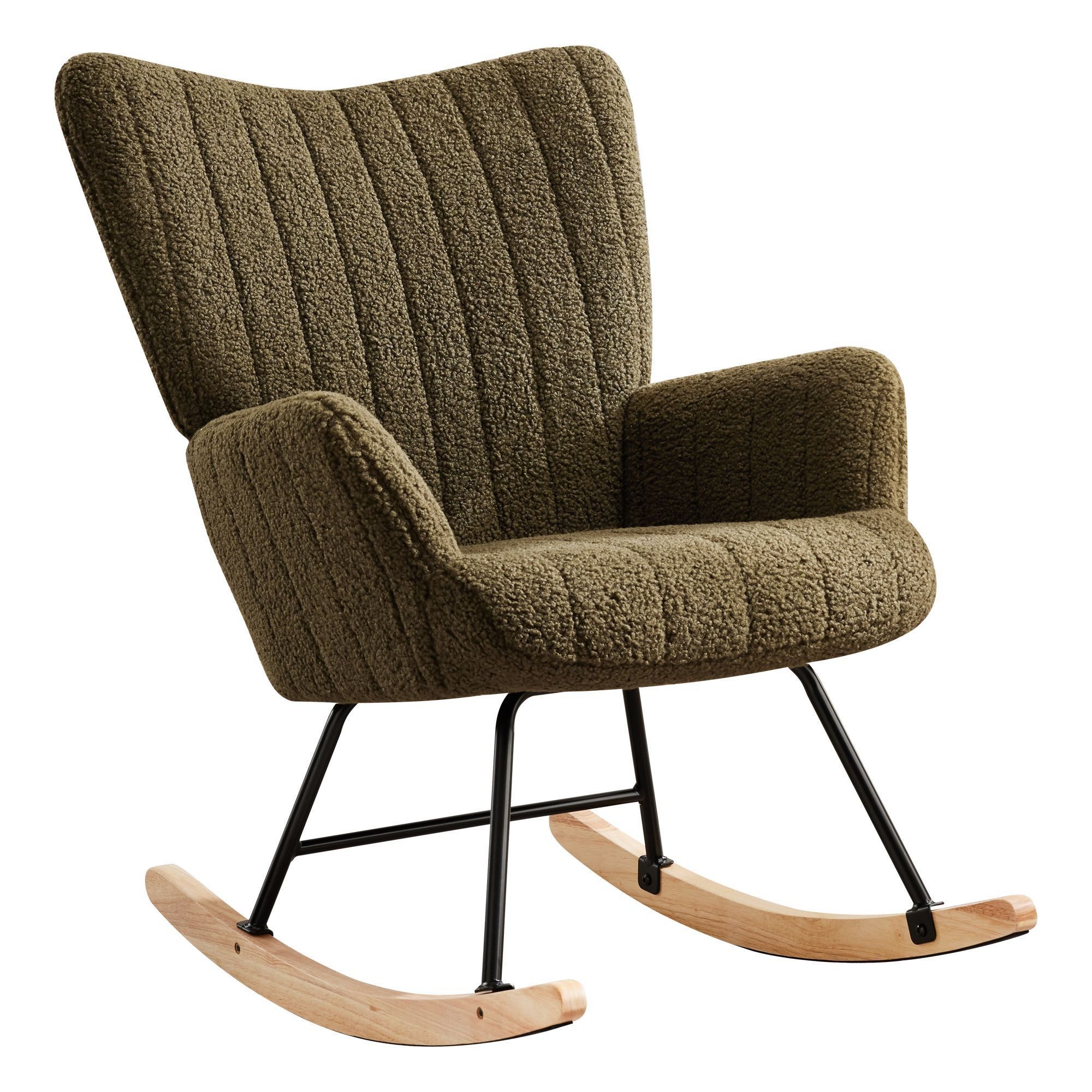 OKWISH Schaukelstuhl Teddy Plüsch-Swingsessel mit Holzsockel günstig online kaufen