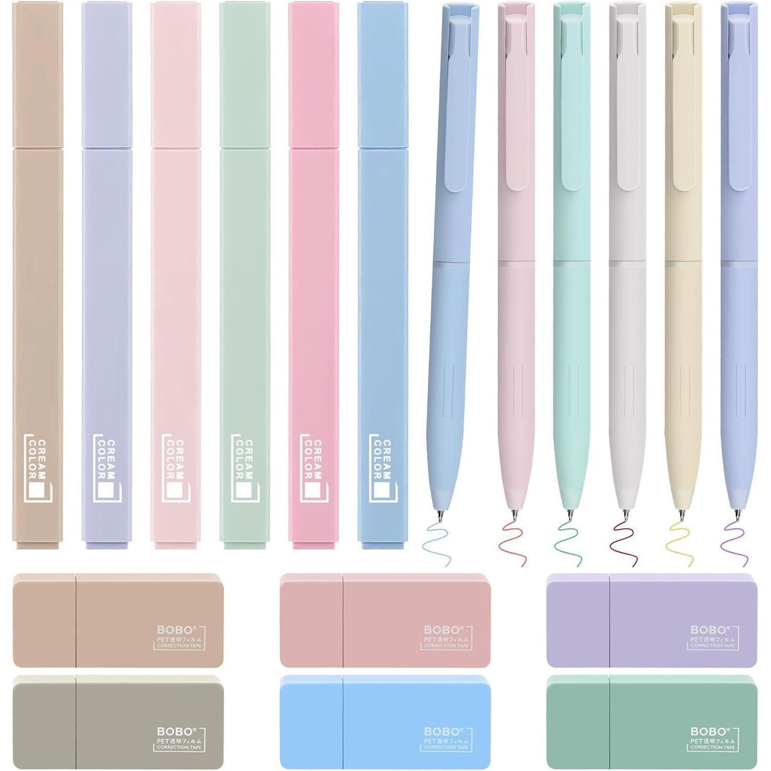 LuxusKollektion Marker Textmarker Pastell Set 6 Textmarker 6 Farbgelstifte 6 Korrekturbänder
