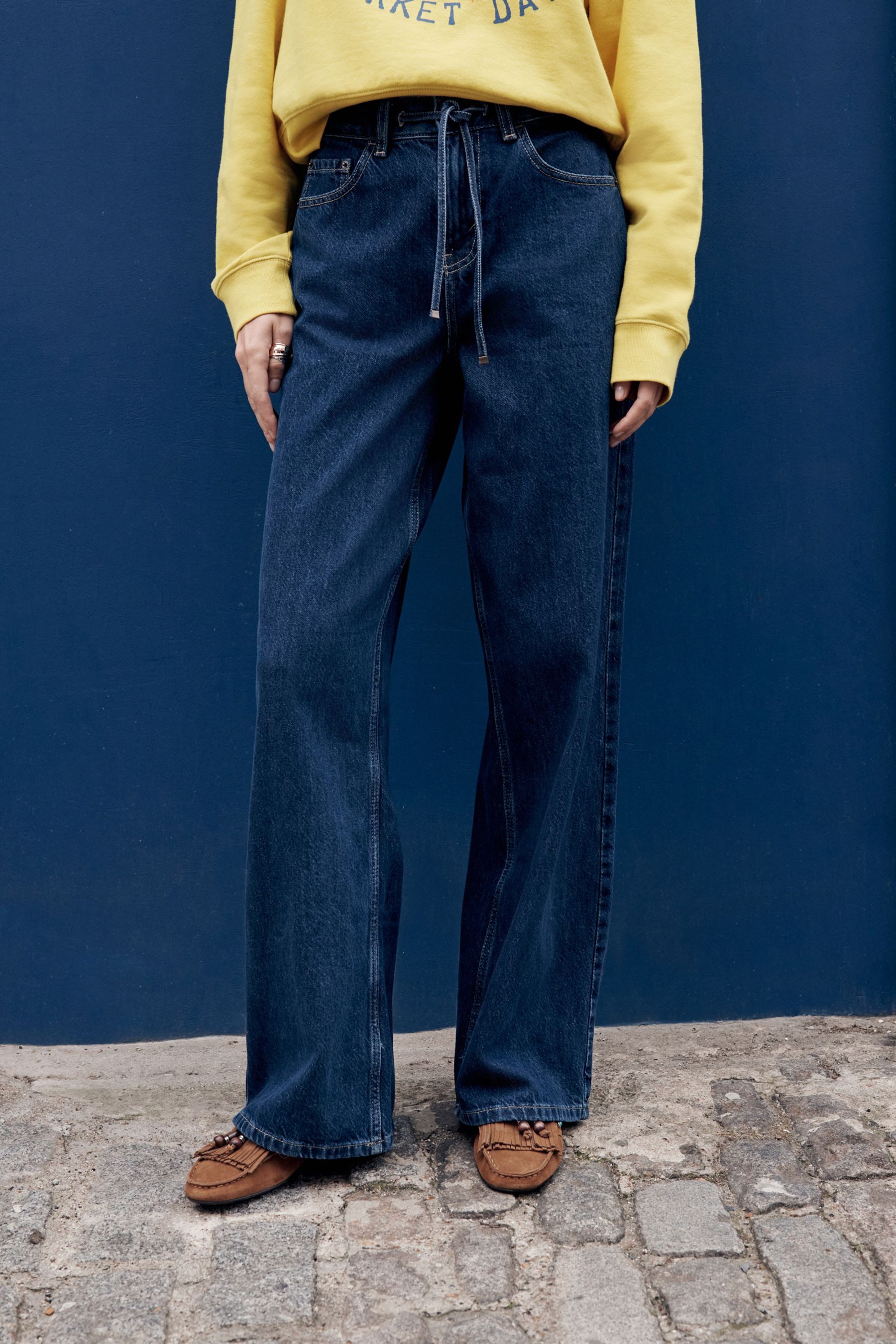 Next Weite Jeans Jeans mit Kordelzug und weitem Bein (1-tlg)
