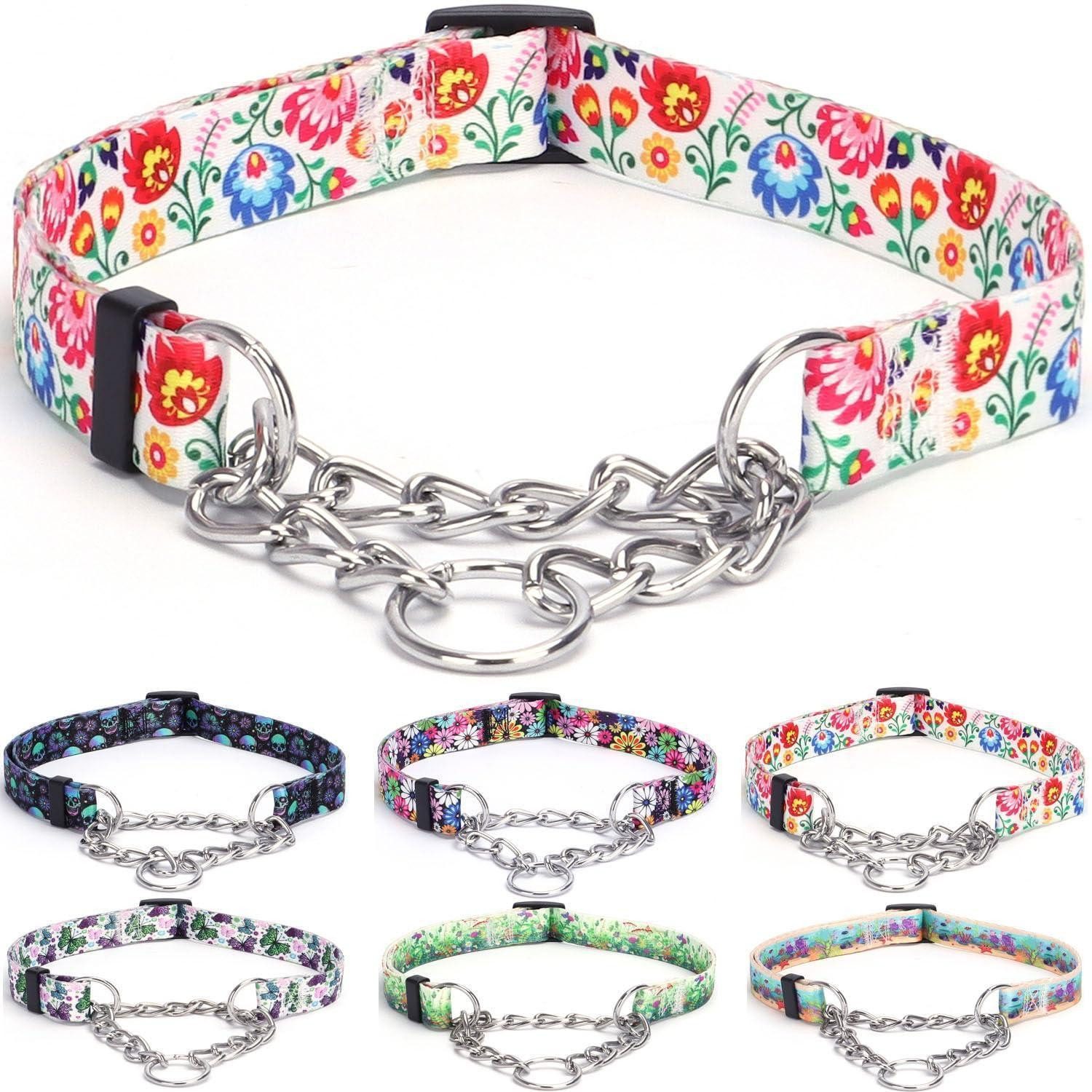 LuxusKollektion Hunde-Halsband Martingale Halsband Edelstahl XL Weiss, Metall