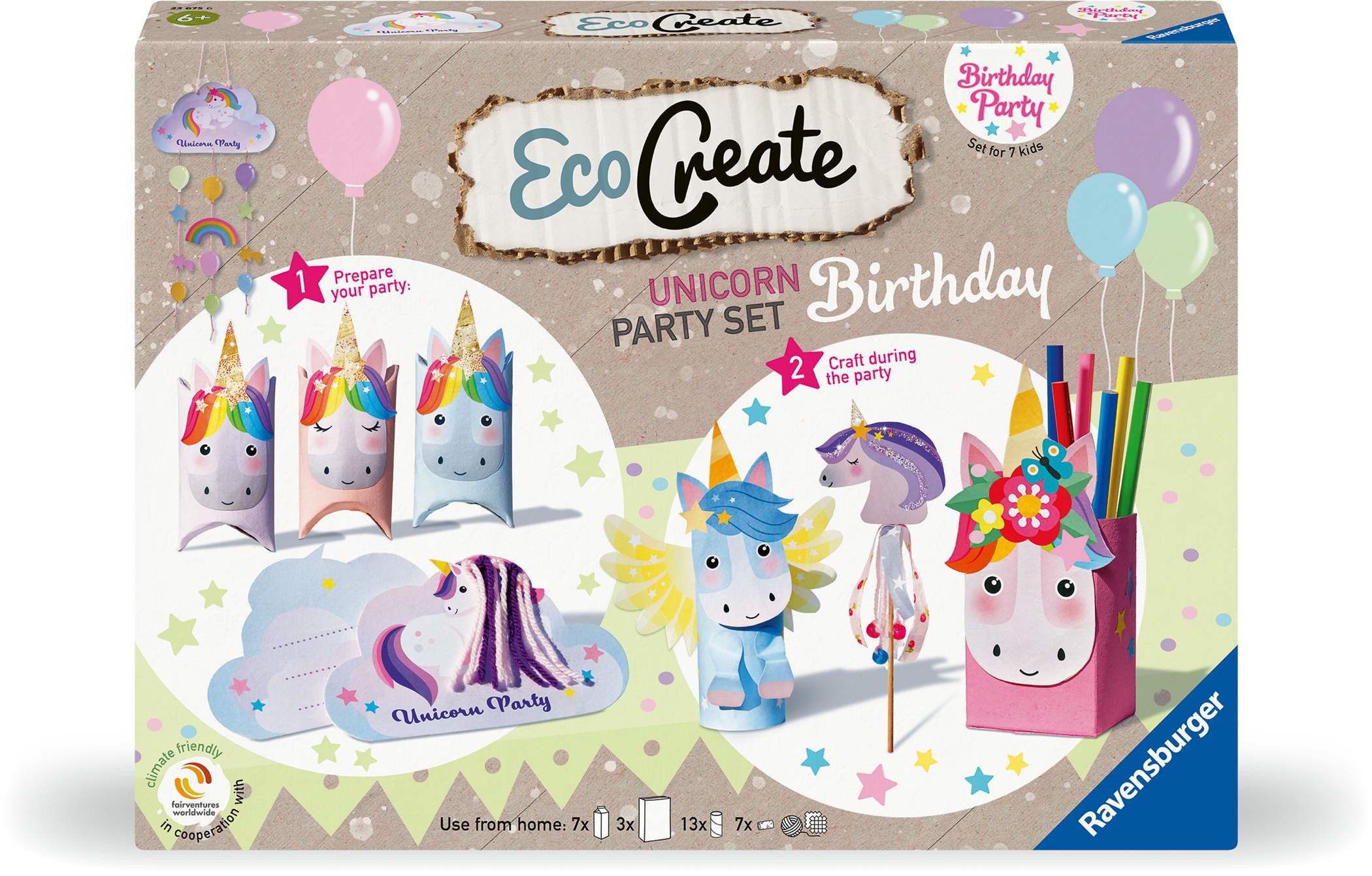 Ravensburger Kreativset Upcycling Basteln EcoCreate Maxi Geburtstags Box Einhorn 23675