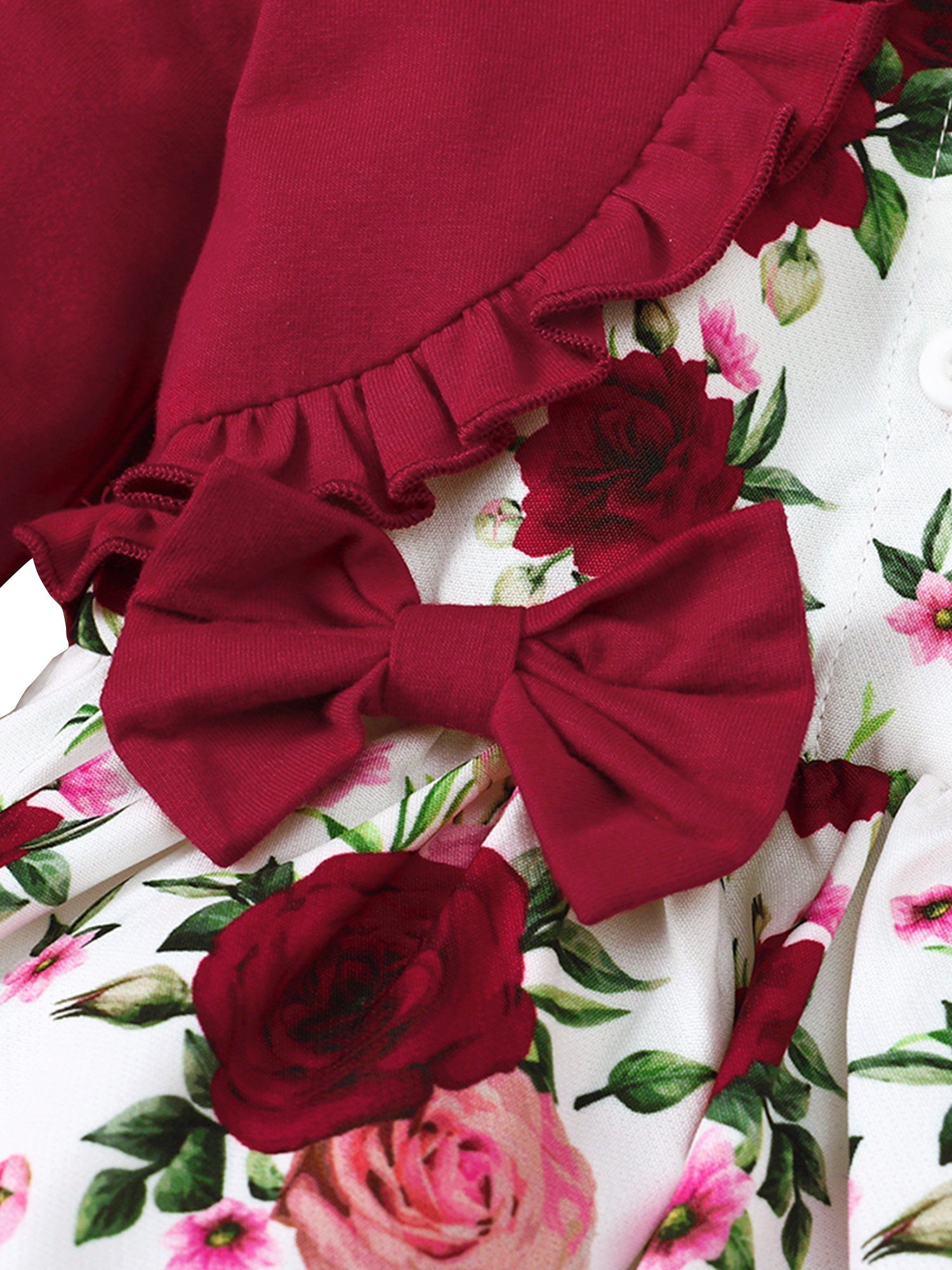 LAPA Kleid Rüschen, Mädchen Blumendruck und Langärmliges Druckkleid mit Stück 1
