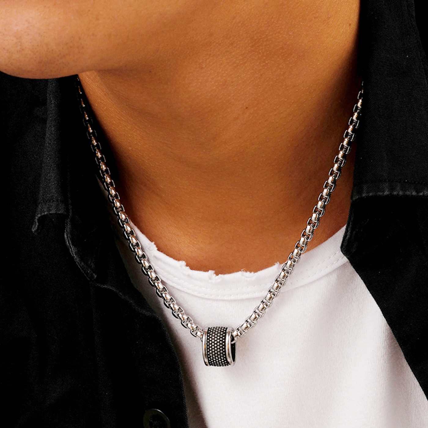 KARMA Edelstahlkette Herrenkette mit Anhänger Edelstahl günstig online kaufen