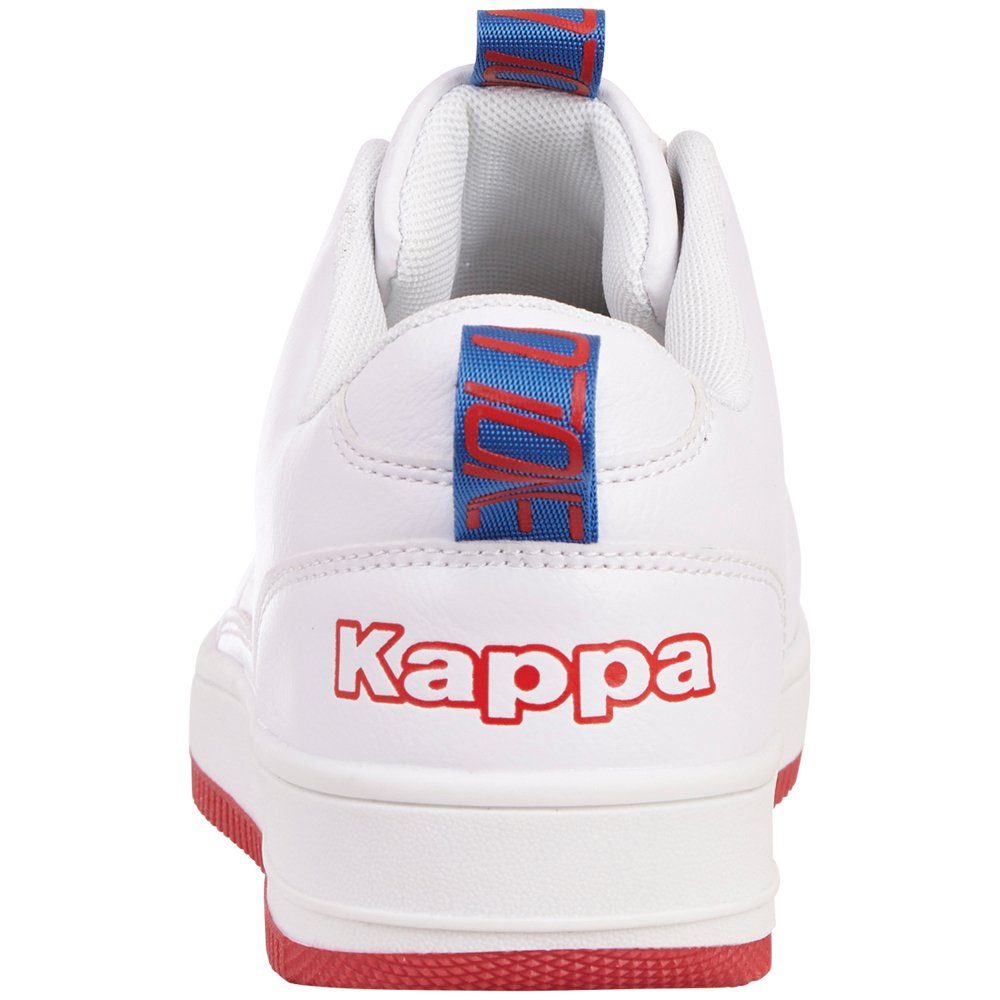 Kappa white-red Evolution Ambigramm und Sneaker Fersenloops mit auf Zungen-