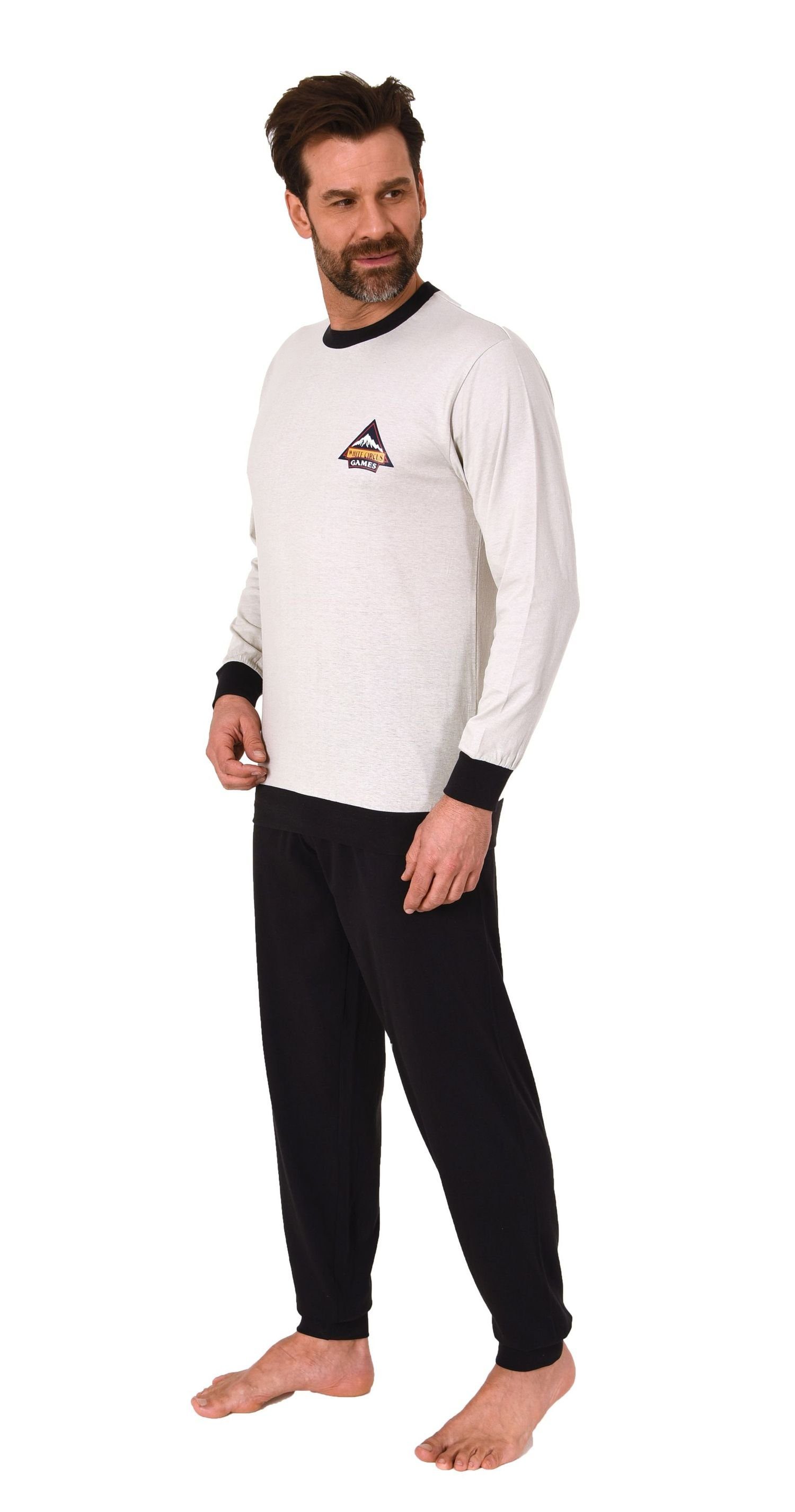 Normann Pyjama Lässiger Herren langarm Schlafanzug günstig online kaufen