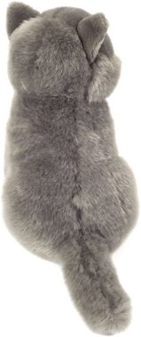 Teddy Hermann® Kuscheltier Kartäuser Katze sitzend grau, 20 cm, zum Teil aus recyceltem Material