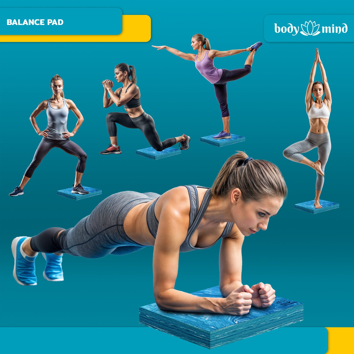 Body & Mind Balance Pad Gleichgewichtsunterlage TPE–Rutschfest,Weichschaum,Stabilitätstraining, (40 x 29 cm Balancekissen, für Stabilität & Koordination), Weichschaum-Kissen