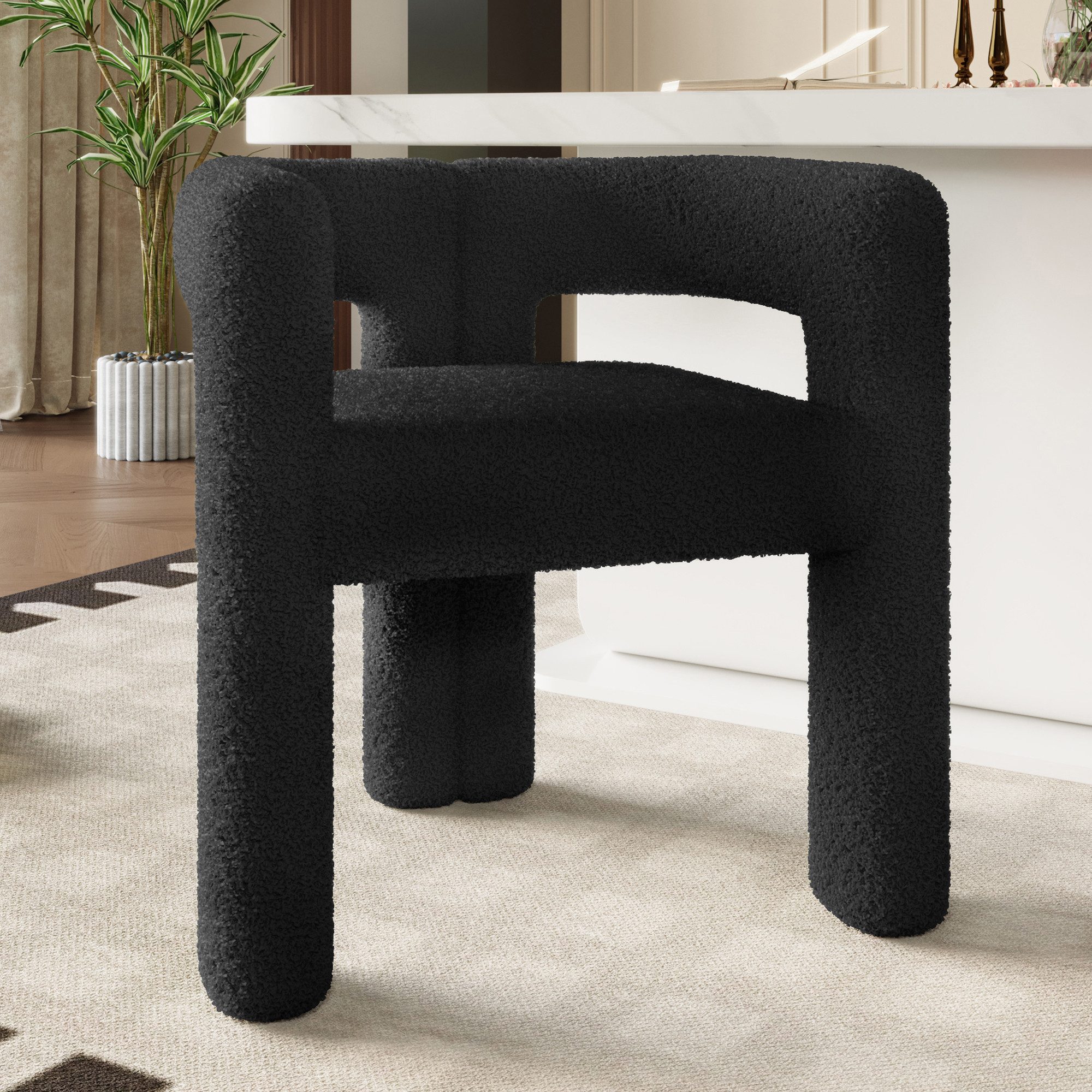 STILVORA Esszimmerstuhl Sessel mit Teddy-Flor&Rückenunterstützung,Esszimmer günstig online kaufen