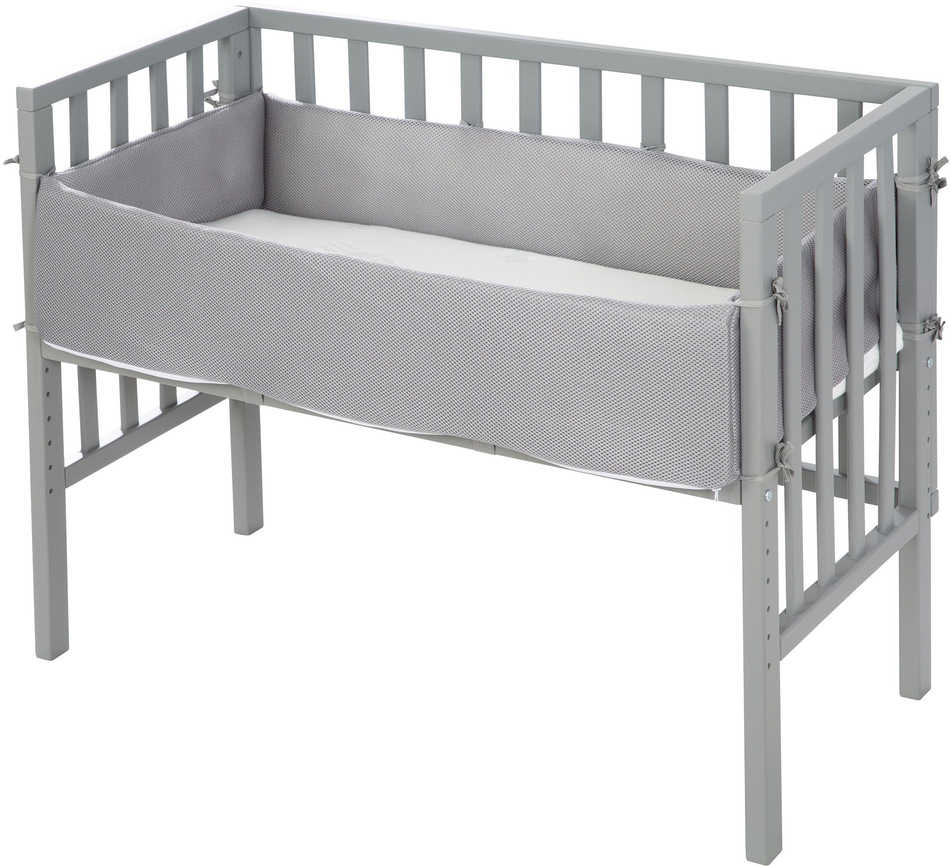 roba® Beistellbett Safe Asleep® 2in1, Style taupe, mit Matratze, Nestchen und Sicherheitsbarriere