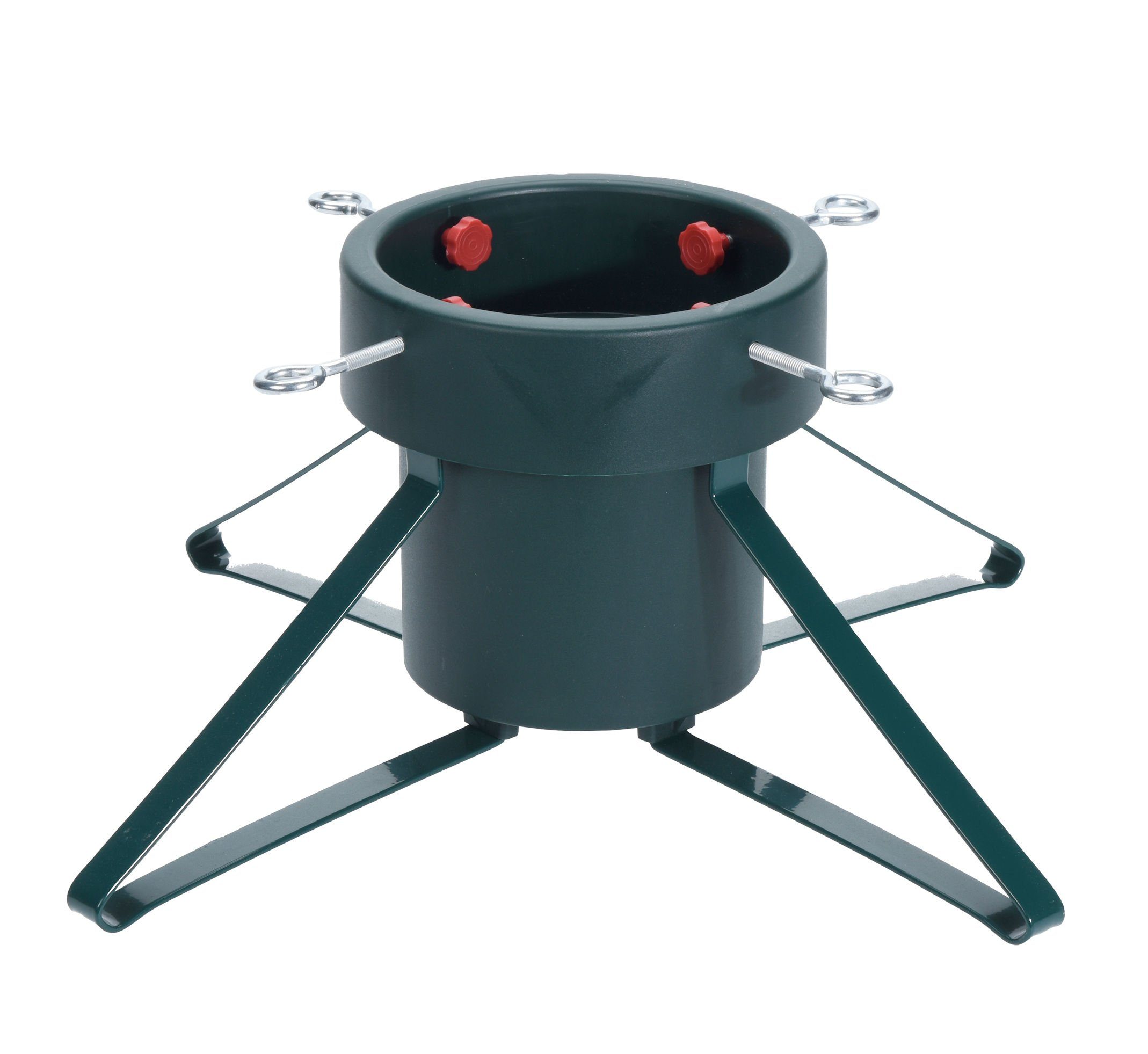 Spetebo Christbaumständer Weihnachtsbaum Ständer HOLLY JOLLY klein / grün (Komplettset, 5-tlg., mit Wassertank und 4 Metallschrauben), Christbaum Tannenbaum Baum Halter mit Wassertank