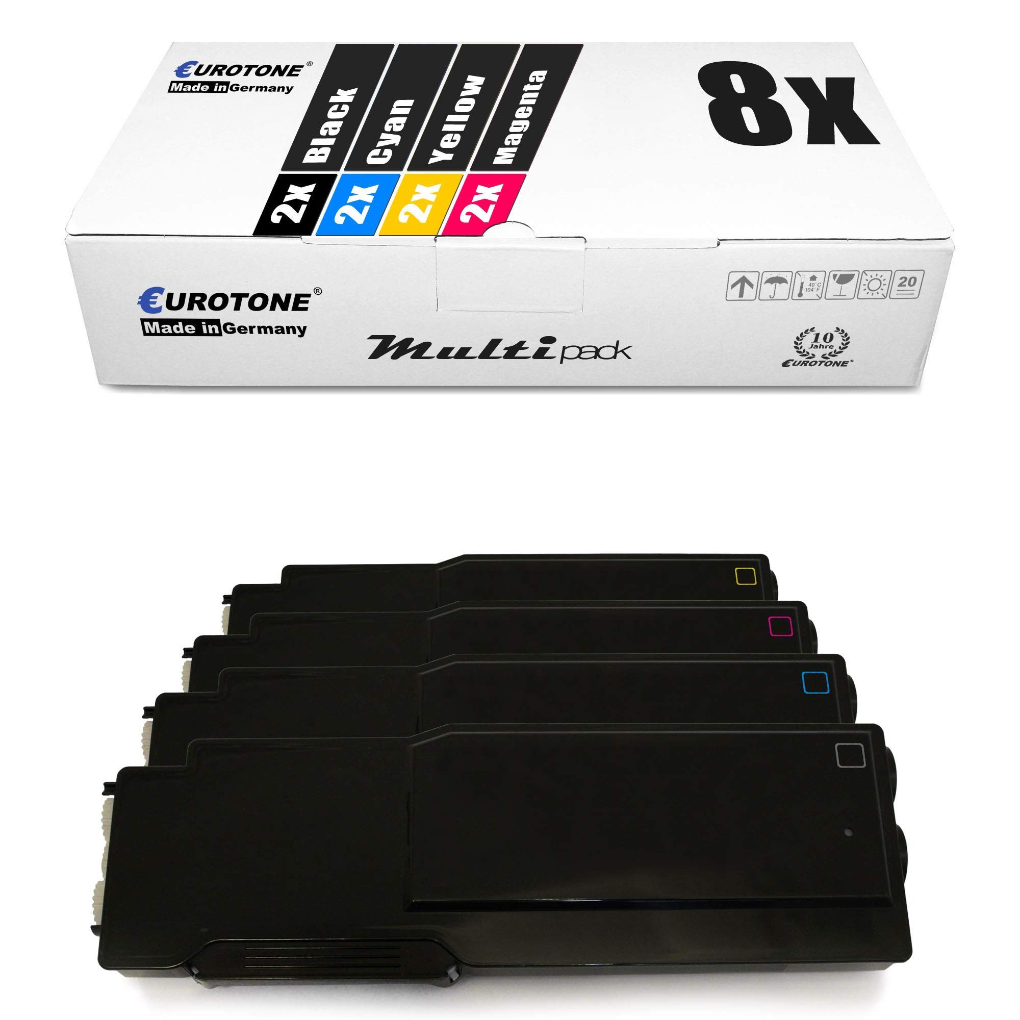 Eurotone Tonerkartusche 8X Eurotone Toner für Dell C 2660 2665 DN dnf ersetzt…, (Multipack, 8-St., 8-teiliges Set), Kompatibel, sofort einsatzbereit