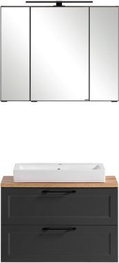 HELD MÖBEL Badmöbel-Set Lana, (Komplett-Set, 2-St), Badezimmer-Set, 2-teilig, inkl. Waschbecken, 80 cm breit