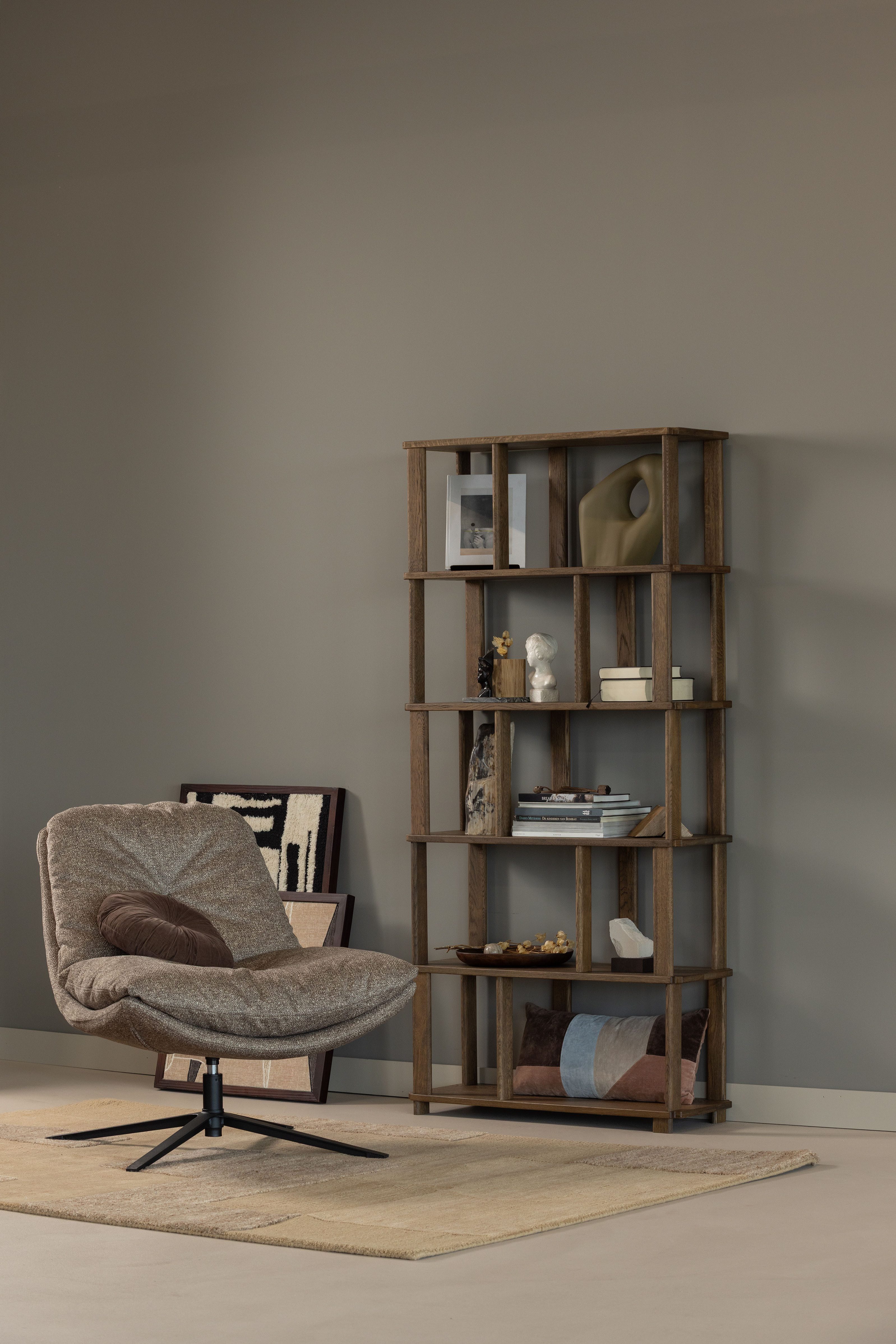 WOOOD Wandregal Riss Eichenholz mit sichtbare Maserung, B 90 x T 30 x H 186 cm, Tragkraft 10 kg pro Einlegeboden, nachbehandelbar, einfach montierbar