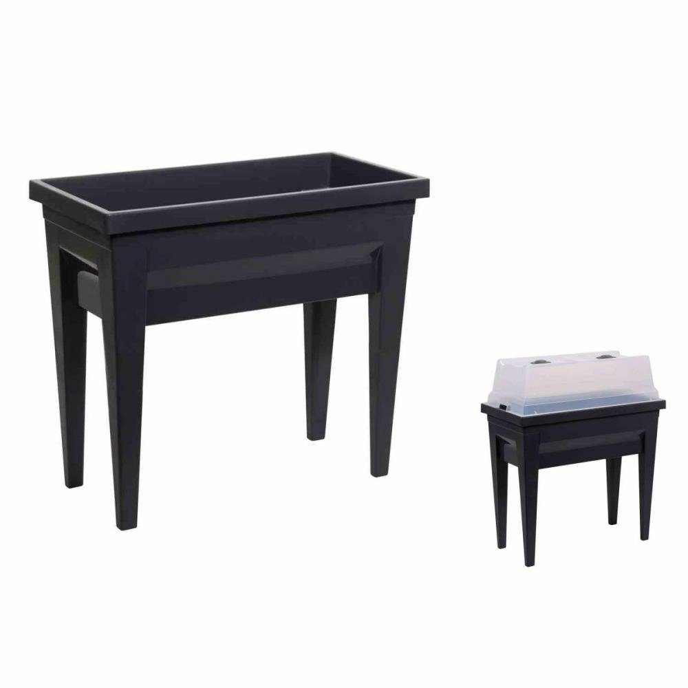 EDA Hochbeet Hochbeet VEGTable City anthrazit grau 57L Anzucht Gewächshaus Anzuchtb schwarz