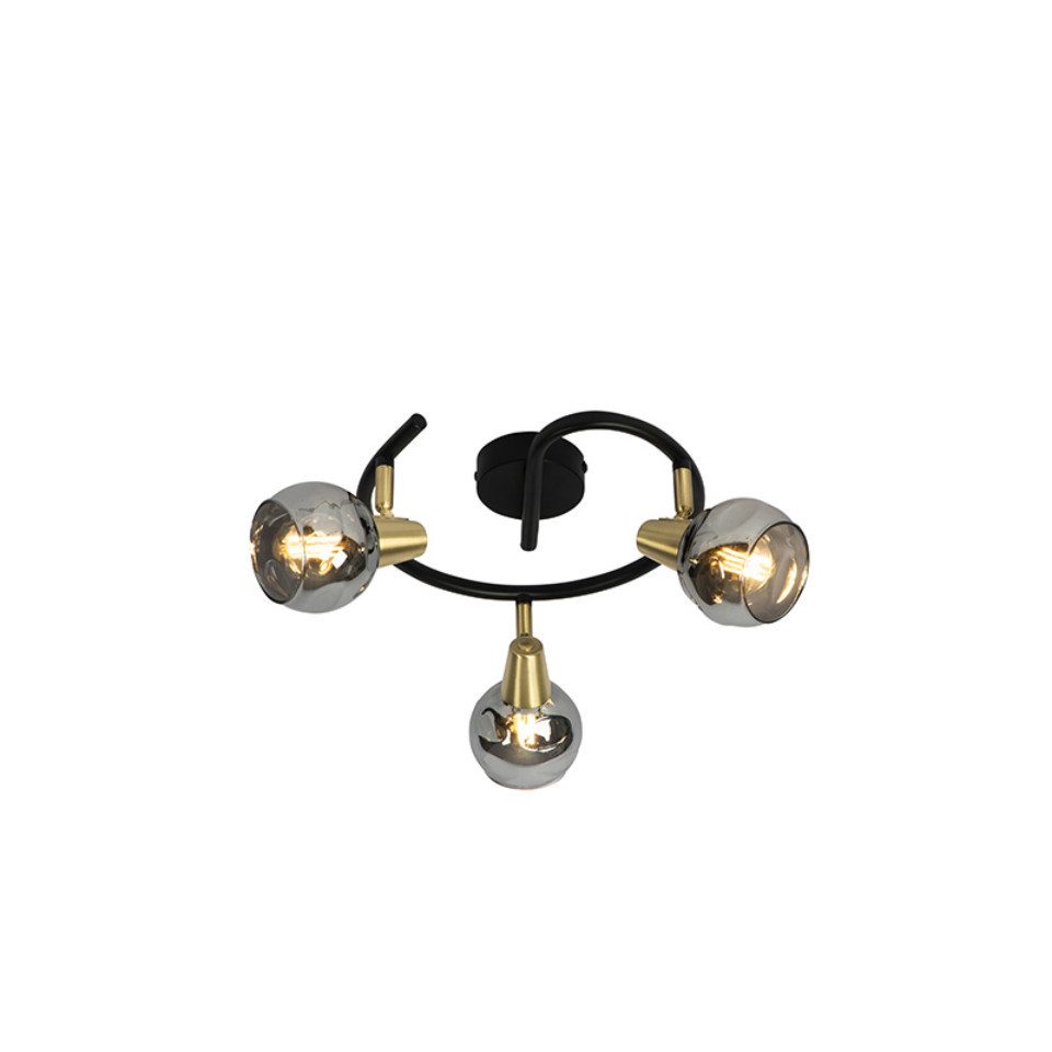 Qazqa LED Aufbaustrahler Vidro, ohne Leuchtmittel, Warmweiß, QAZQA Aufbau­spot, e14, Gold, Glas, Art Deco