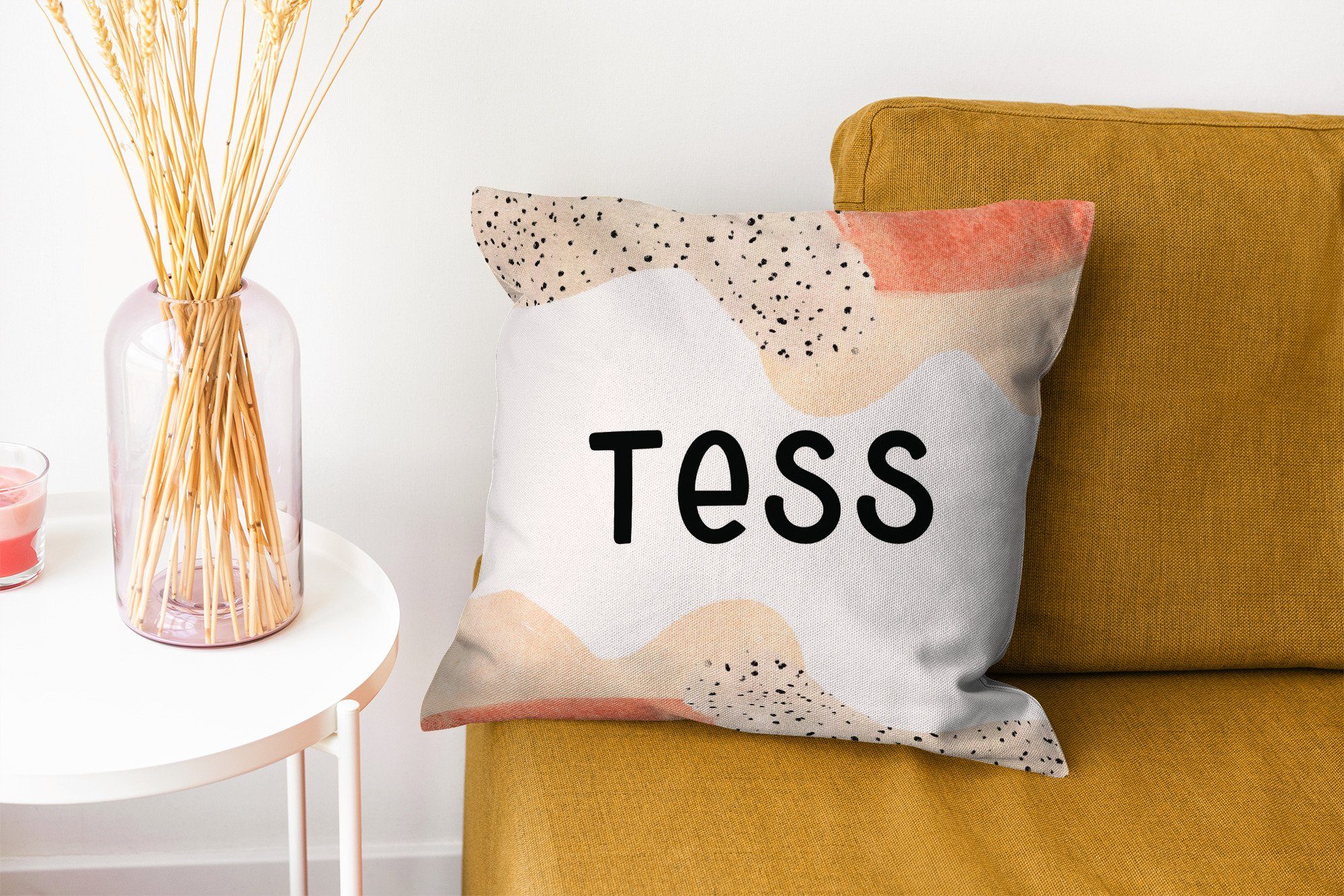 MuchoWow Dekokissen Tess - Wohzimmer, Mädchen, Schlafzimmer, mit - Sofakissen Zierkissen Pastell Deko, Füllung für