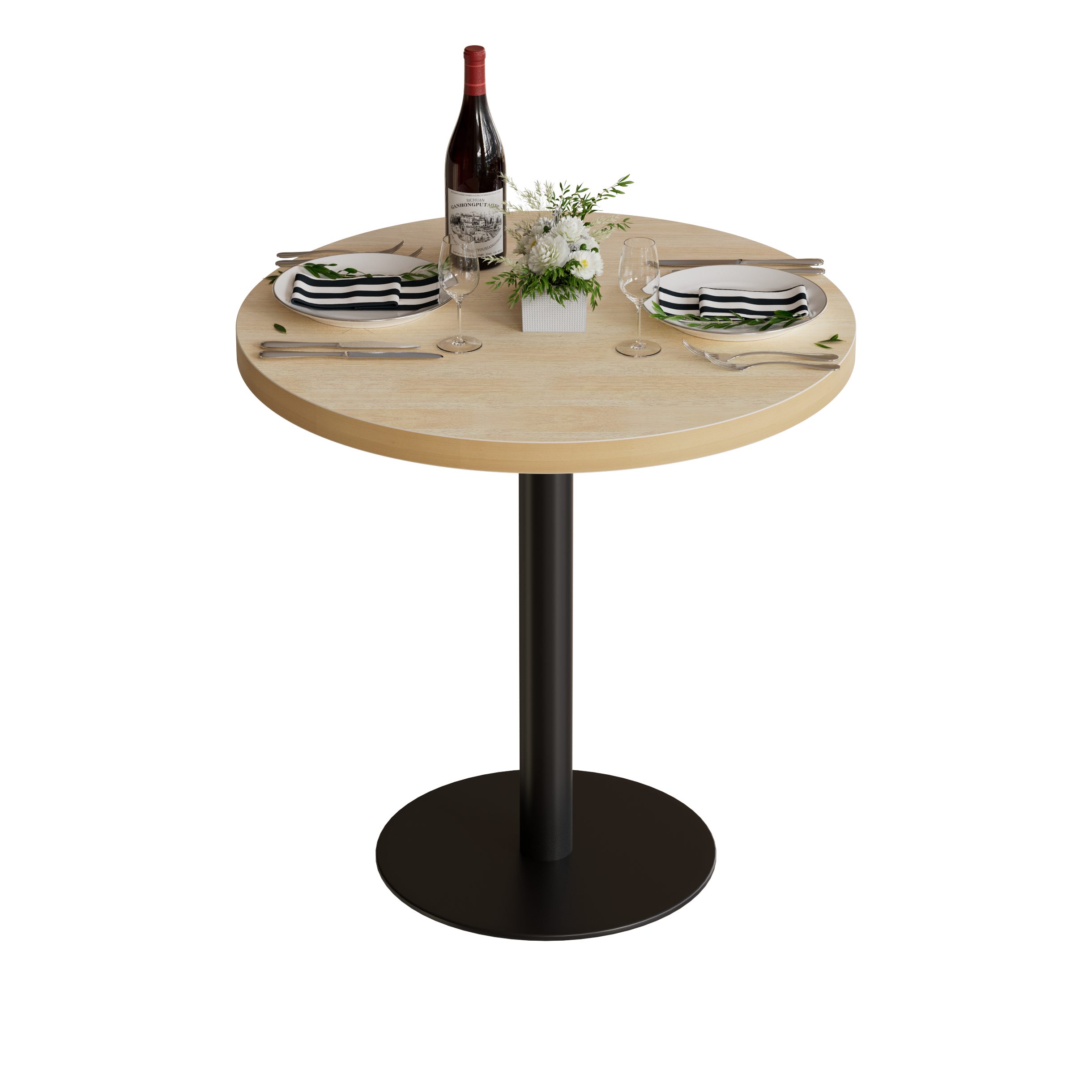 TWSOUL Esstisch Runder Esstisch 80 cm, Moderner Küchentisch aus Holz, mit stabilem Metallfuß, ideal für Küche, Wohnzimmer & Balkon