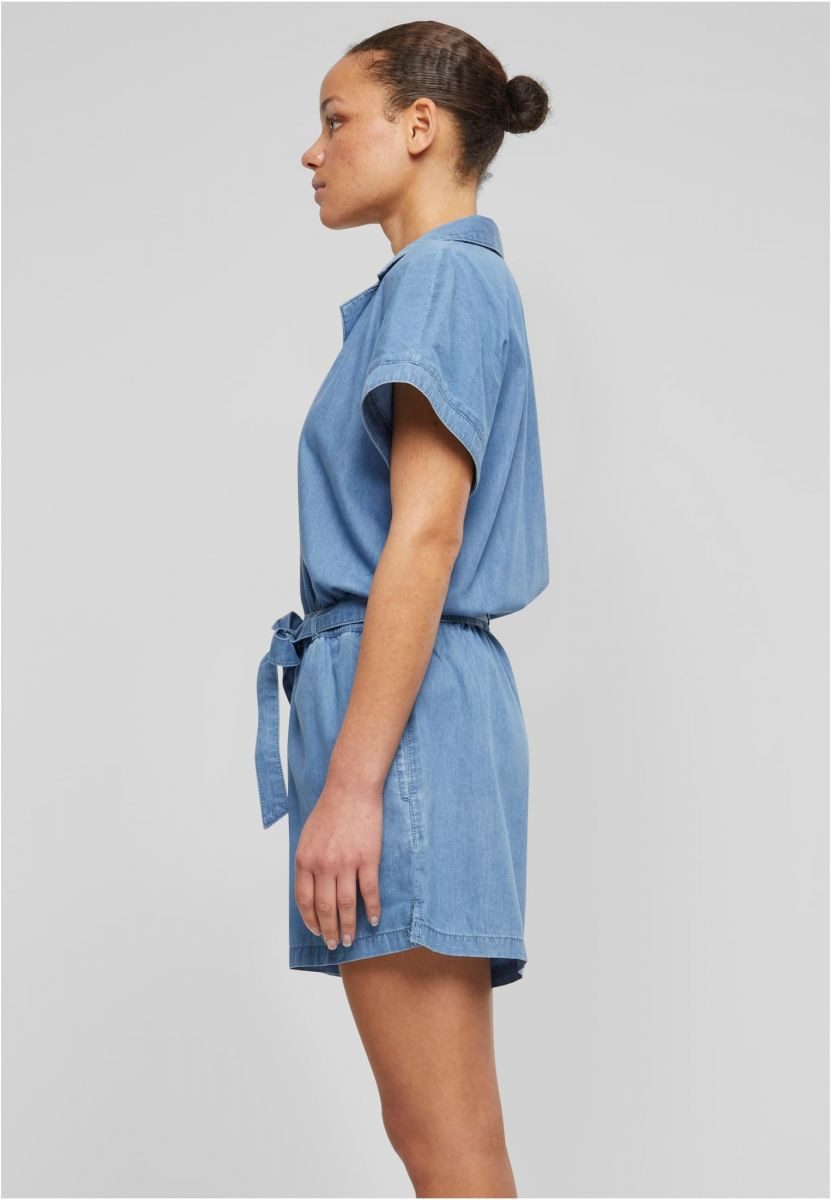 URBAN CLASSICS Jumpsuit Ladies Light Denim Resort Jumpsuit Damen Overall kurz