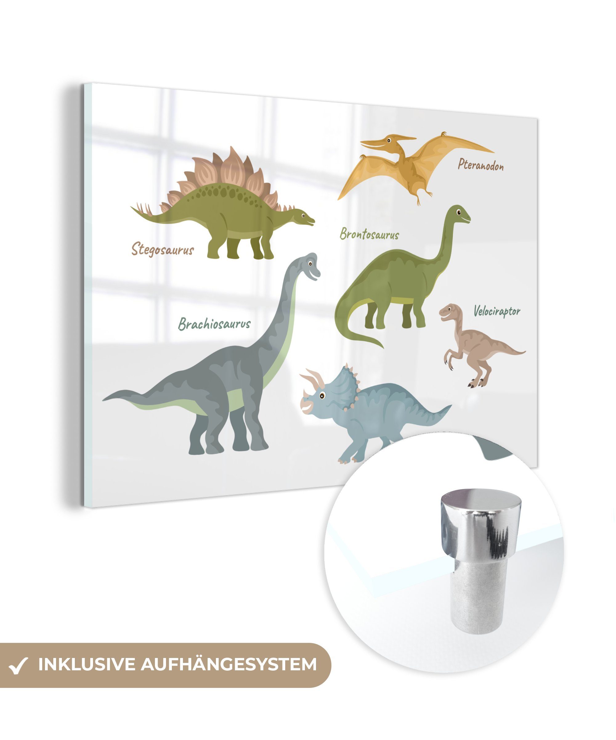 St), Kinderzimmer, & Schlafzimmer Wohnzimmer Acrylglasbild Dinosaurier Jura - Acrylglasbilder - (1 MuchoWow
