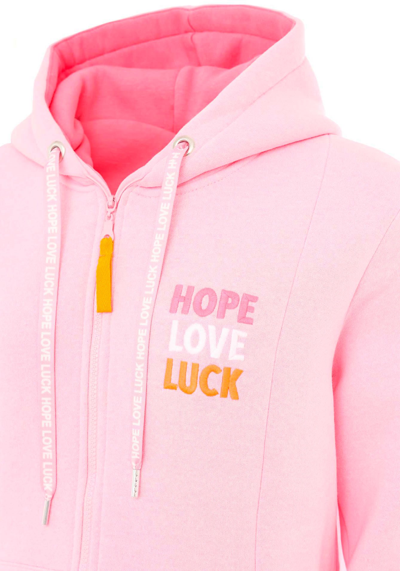 Zwillingsherz Jerseymantel "Hope Love Luck" mit langem Reißverschluß und Seitentaschen