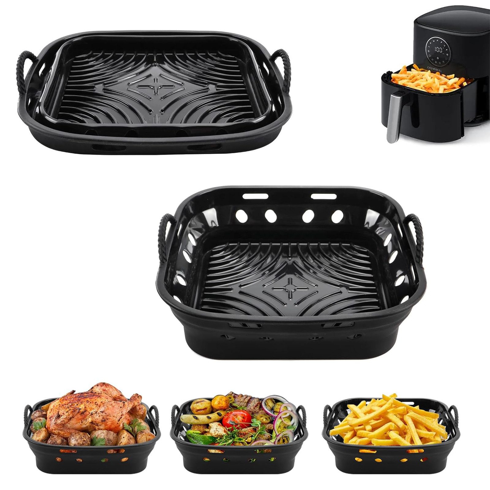 Silikonform 2Pcs Silikonform für Heißluftfritteuse 22cm Airfryer Zubehör Backform