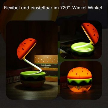 yozhiqu LED Schreibtischlampe Wiederaufladbare Hamburger kleine süße Schreibtischlampen für Kinder, Dimmbarer Touch-Schalter, Lesen, Raumdekoration