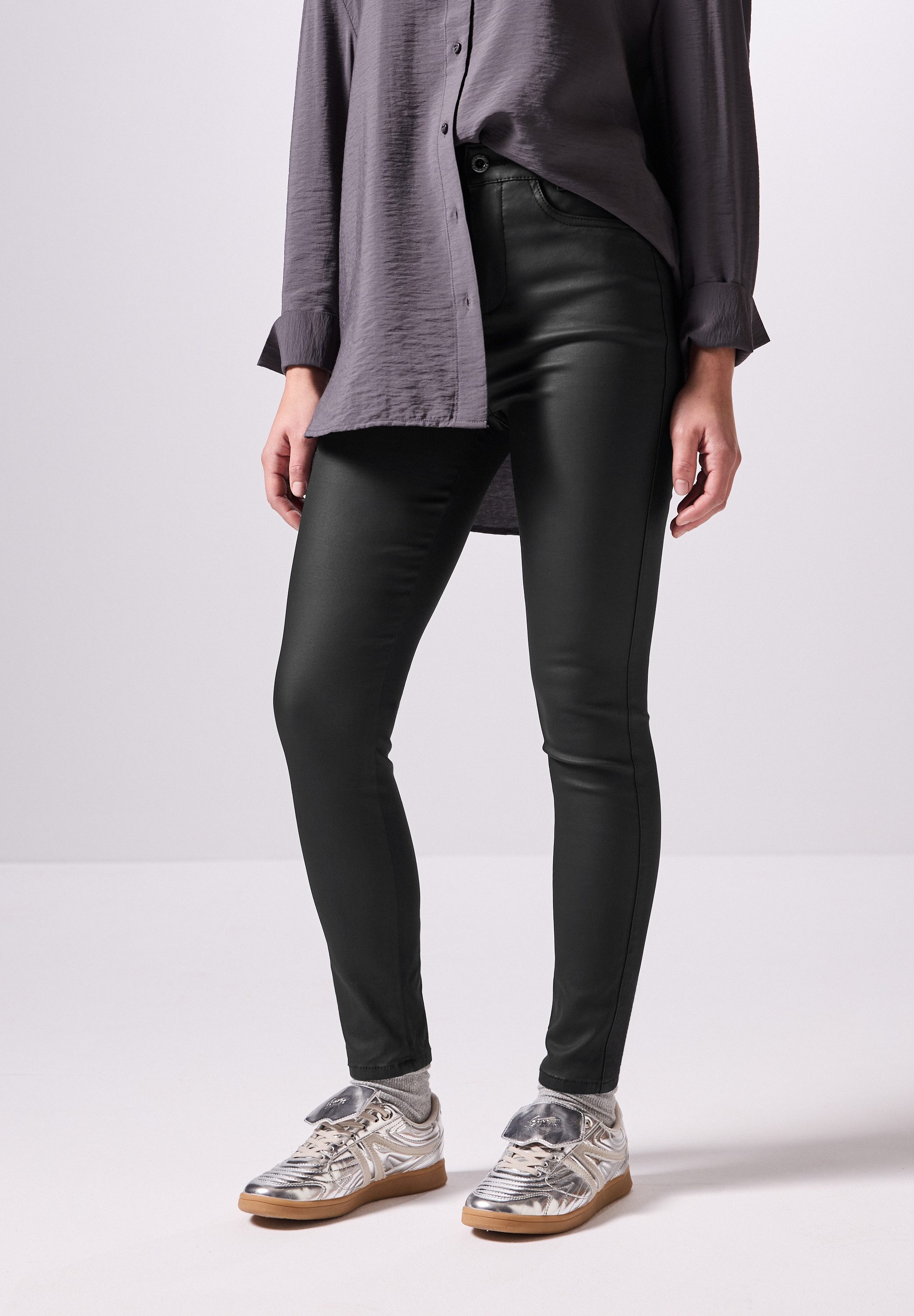 STREET ONE STUDIO Lederimitathose High Waist günstig online kaufen