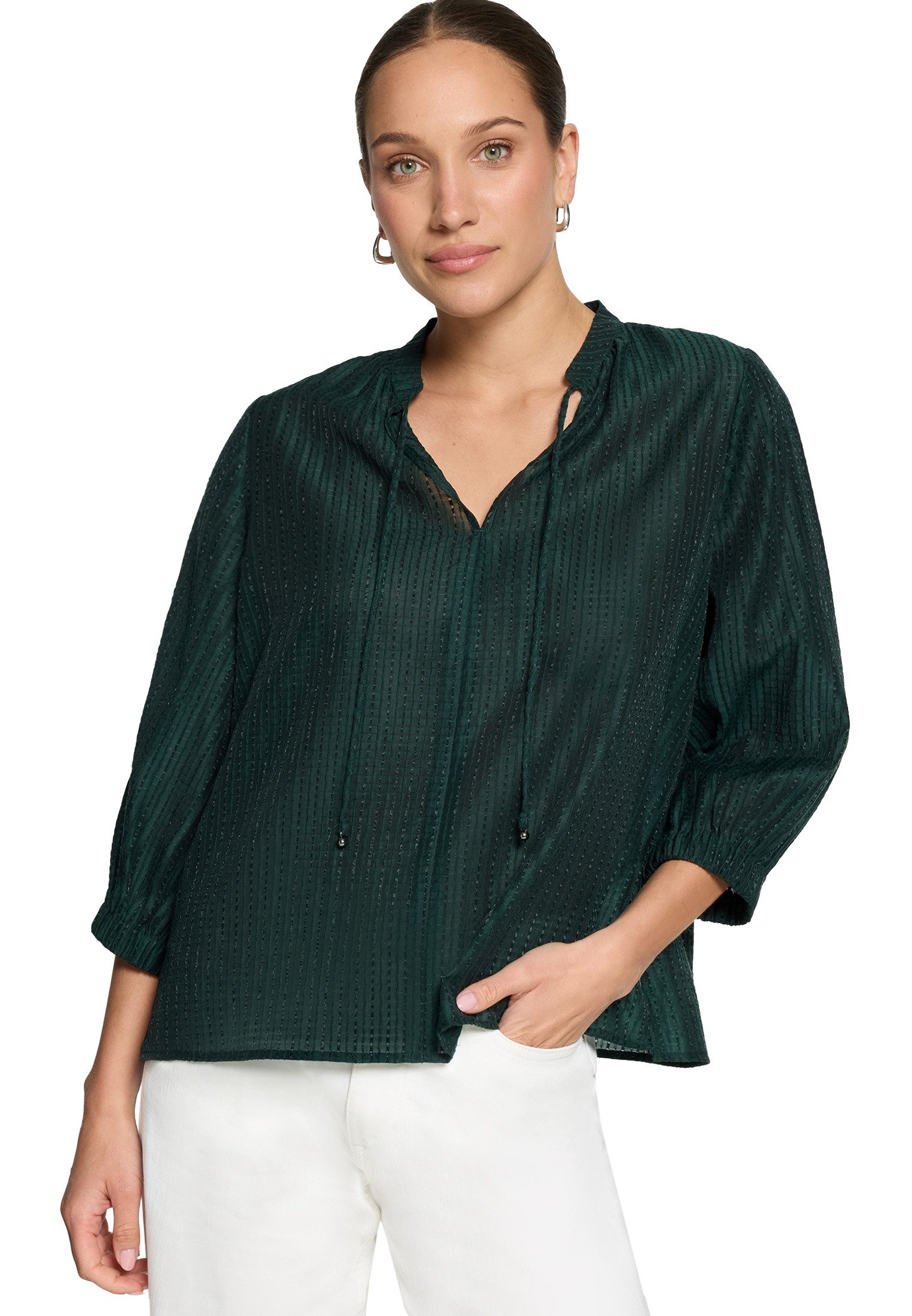 Zero Schlupfbluse Damen mit Struktur