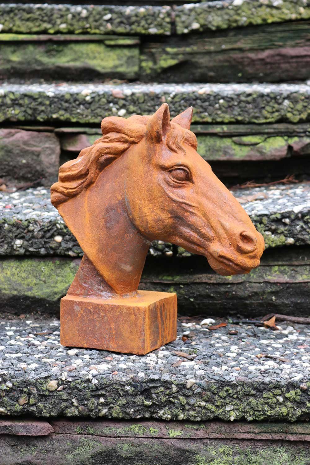 Eisen Pferd Statue Figur Büst iron Aubaho Skulptur sculpture horse Pferdekopf Gartenfigur