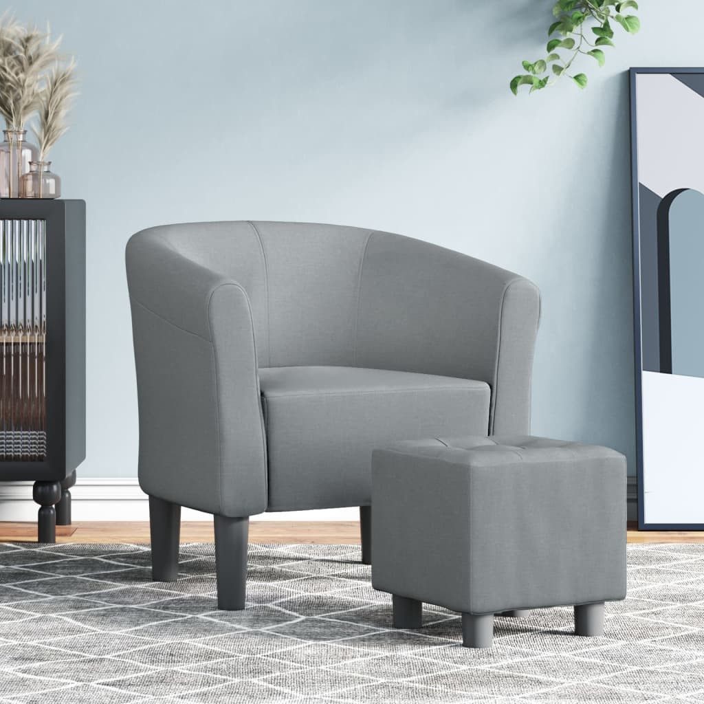 furnicato Cocktailsessel Clubsessel mit Fußhocker 70x56x68 cm Hellgrau (1-St), Gepolsterter Akzentsessel mit Fußhocker für dein Wohnzimmer