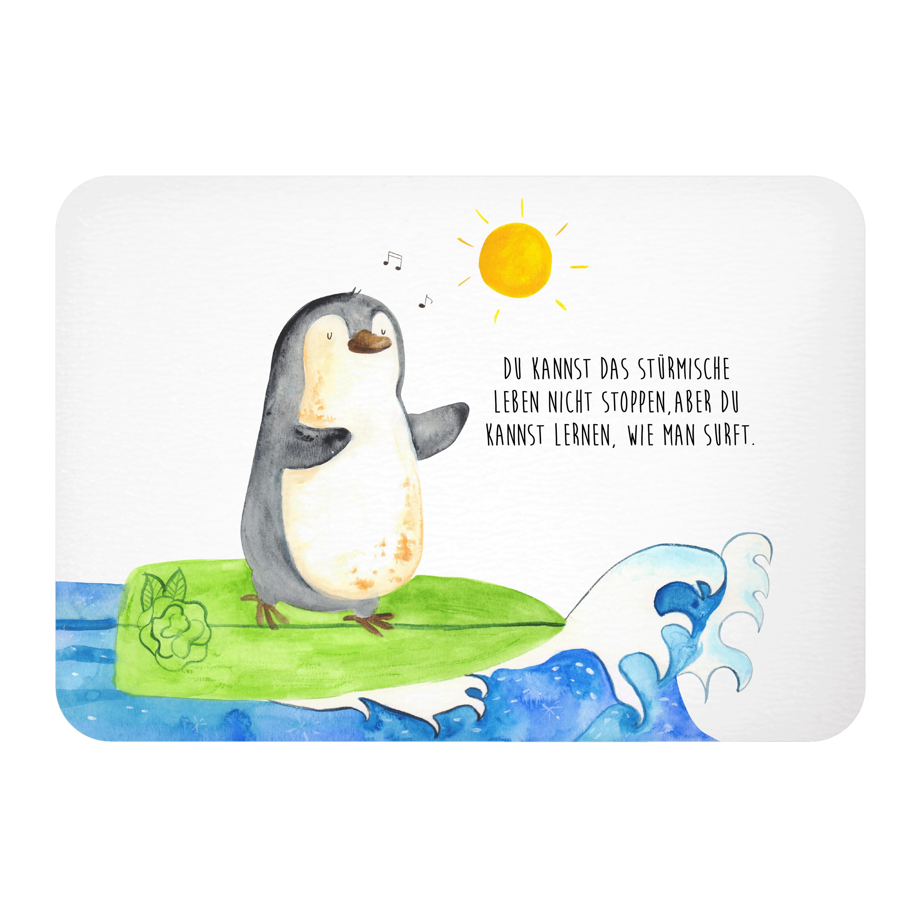 Mr. & Mrs. Panda Magnet Pinguin Surfer - Weiß - Geschenk, Kühlschrankmagnet, Motivmagnete, Pi (1-St), Supermagnetisch