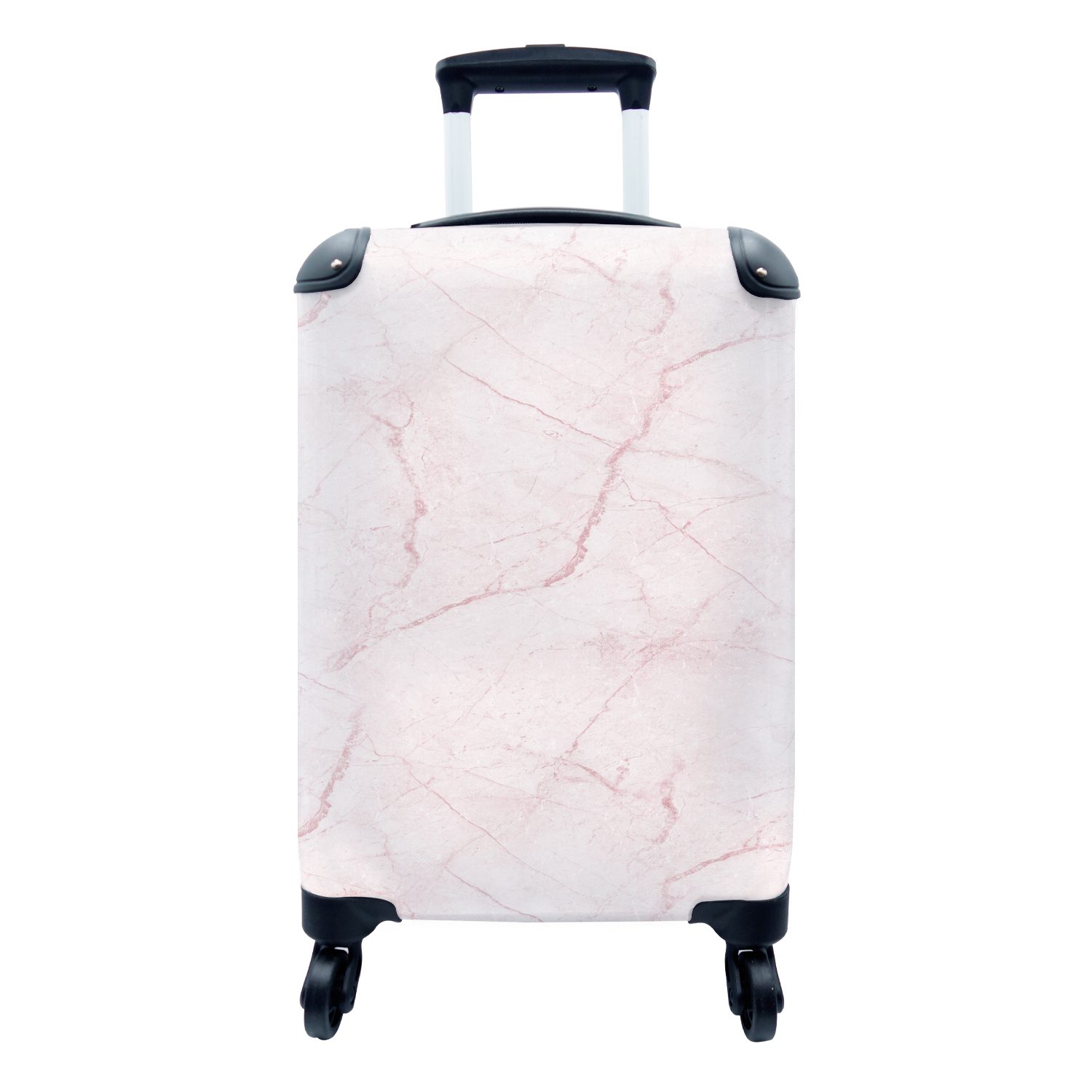 MuchoWow Handgepäckkoffer Marmor - Rose - Muster - Luxus, 4 Rollen, Reisetasche mit rollen, Handgepäck für Ferien, Trolley, Reisekoffer