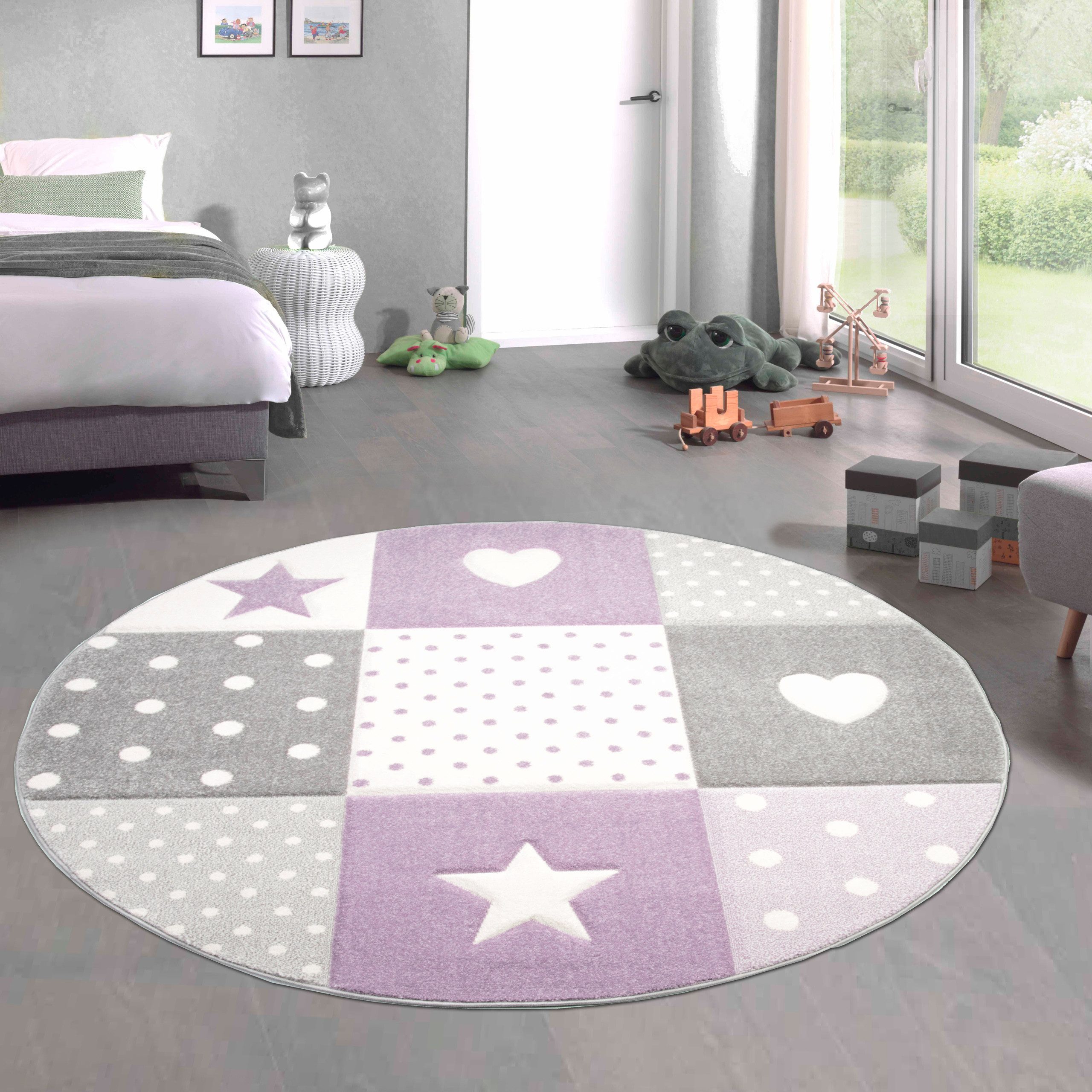 Carpetia Kinderteppich Verspieltes Motivdesign, rund, Höhe: 13 mm, pflegeleicht, strapazierfähig, handgearbeiteter Konturenschnitt