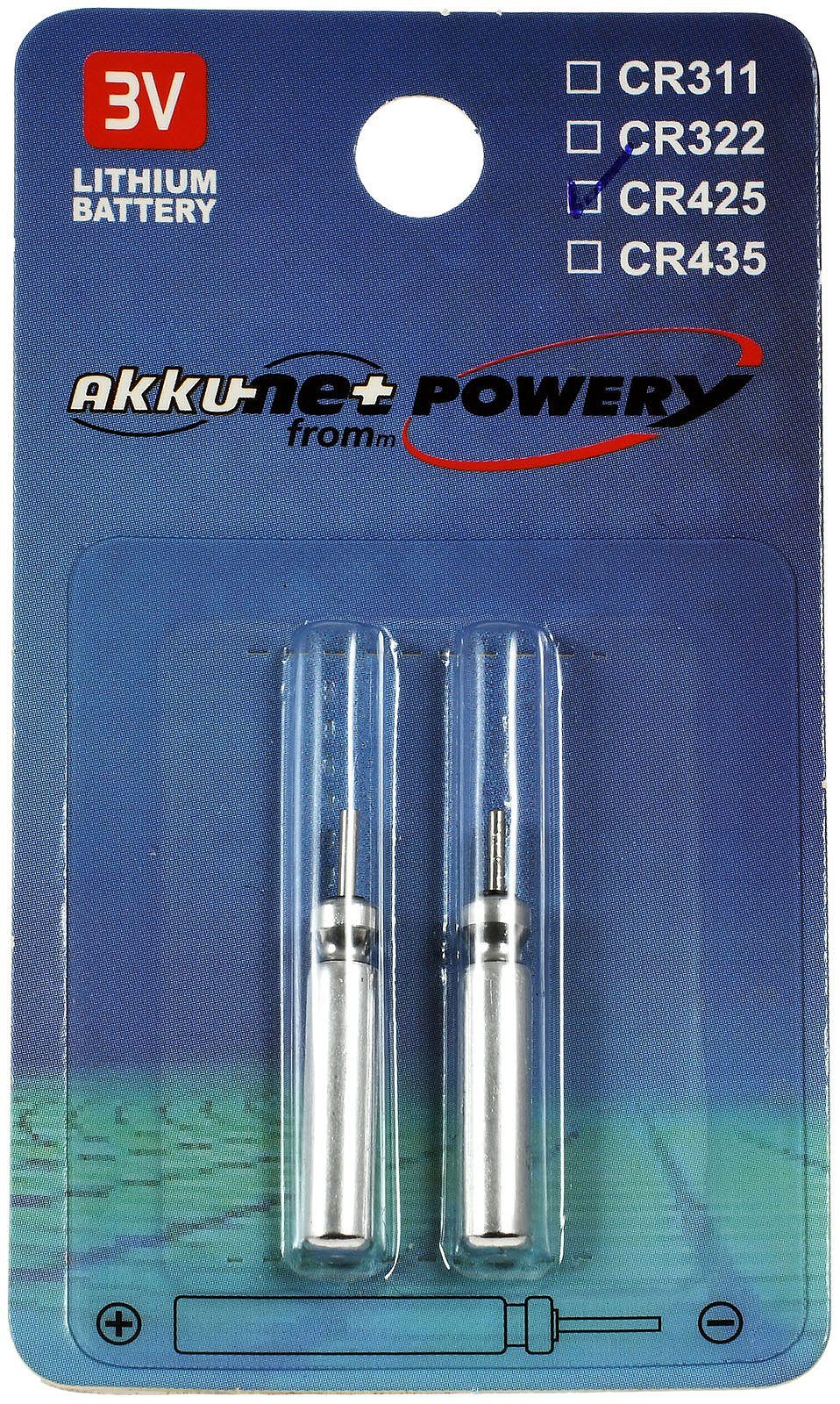 Powery Lithiumbatterie CR425 für Elektro Posen, Angelposen 2er Blister Batterie, (3 V)
