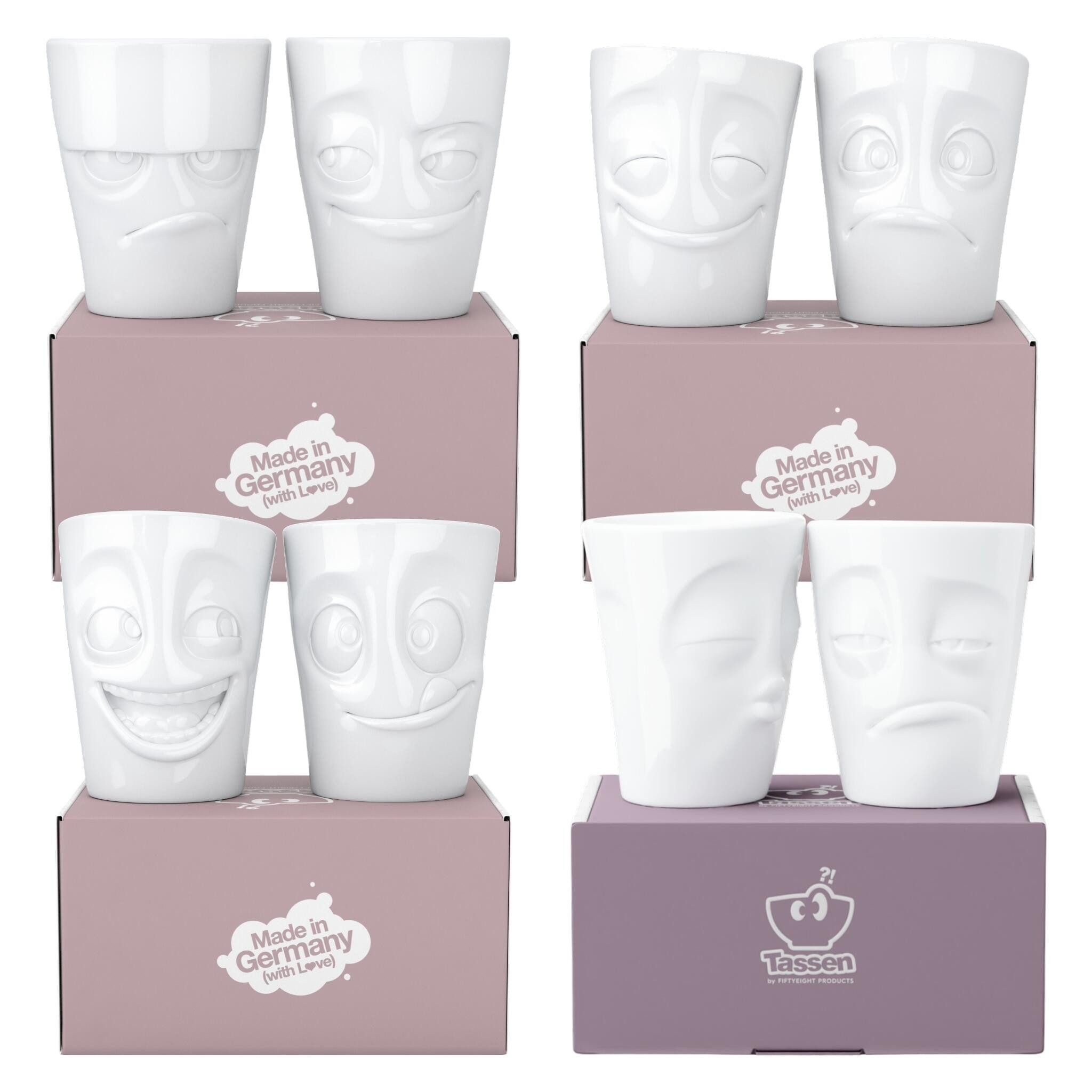FIFTYEIGHT PRODUCTS Becher Becher ohne Henkel Set 8-tlg. in weiss, 350 ml, Porzellan, Geschenk-Set 8-tlg.