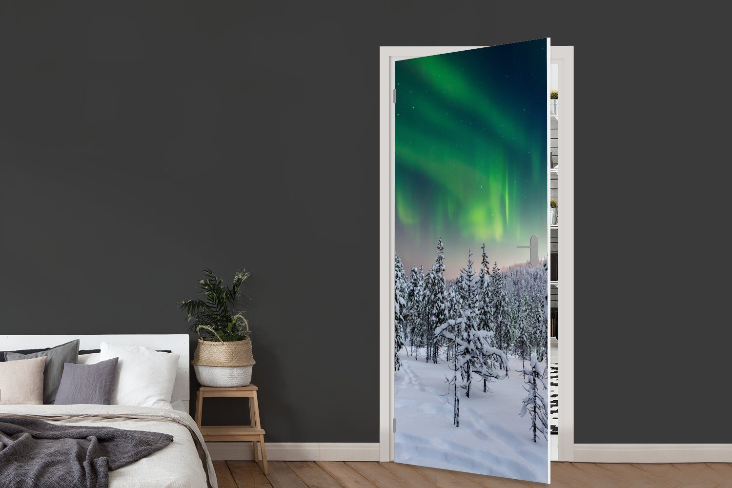 (1 75x205 Winterlandschaft Tür, cm Türaufkleber, bedruckt, in Finnland, Fototapete Türtapete Matt, St), für MuchoWow