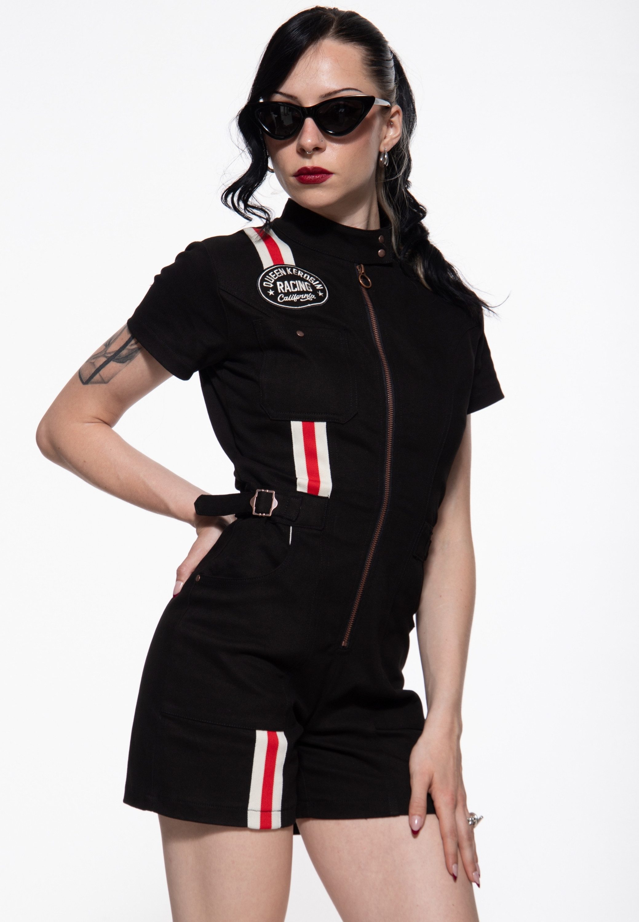 QueenKerosin Overall Speed Is Our Passion mit Racing-Streifen