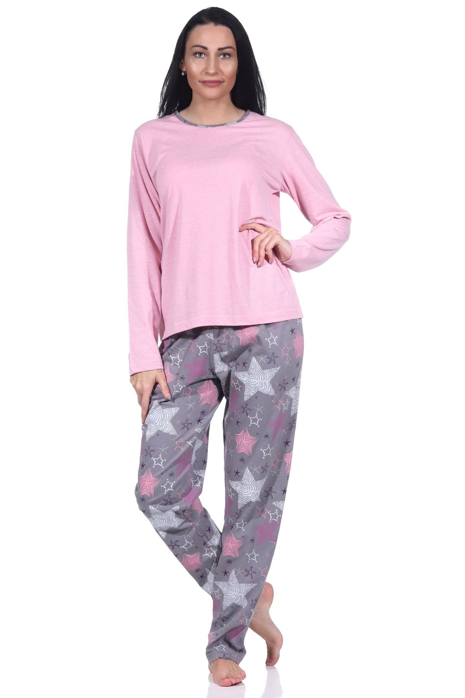Pyjama Normann toller Sternenoptik Normann Pyjamahose mit in Damen rosa Schlafanzug