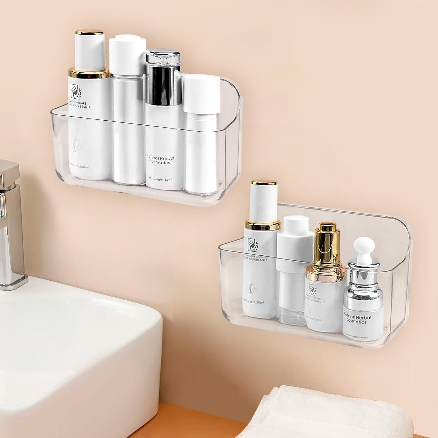LuxusKollektion Duschablage Duschablage ohne Bohren 2er Set Transparent, 2-tlg.