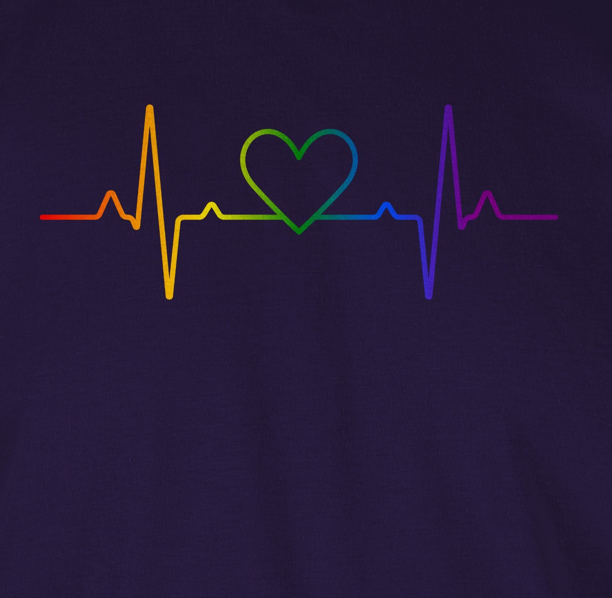 Pride LGBT Lila T-Shirt Kleidung Shirtracer Herzschlag 04 Regenbogen